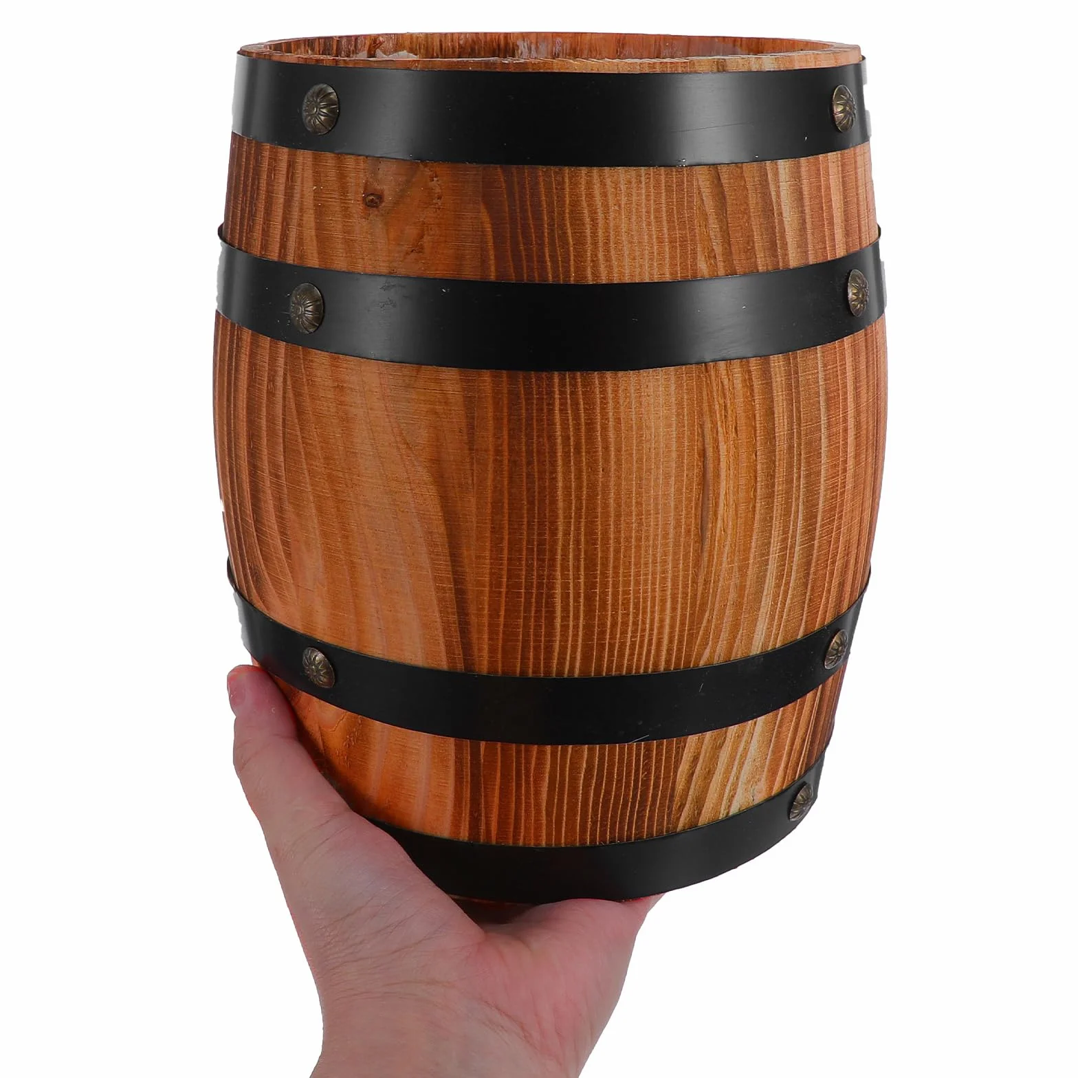 Zerodeko Barril de madera pequeño para cerveza, accesorio decorativo para fotos, barril de vino de madera, adorno rústico para bar, hogar, manualidades decorativas