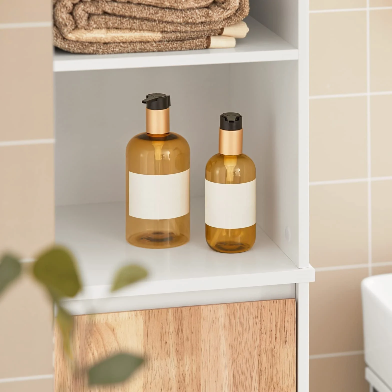 SoBuy Mueble Baño - Armario Baño Alto Cesta Plegable para Ropa Sucia, Mueble Columna Estrecho de Madera Resistente a la Humedad, Blanco, 31x170x32 cm, BZR74-W