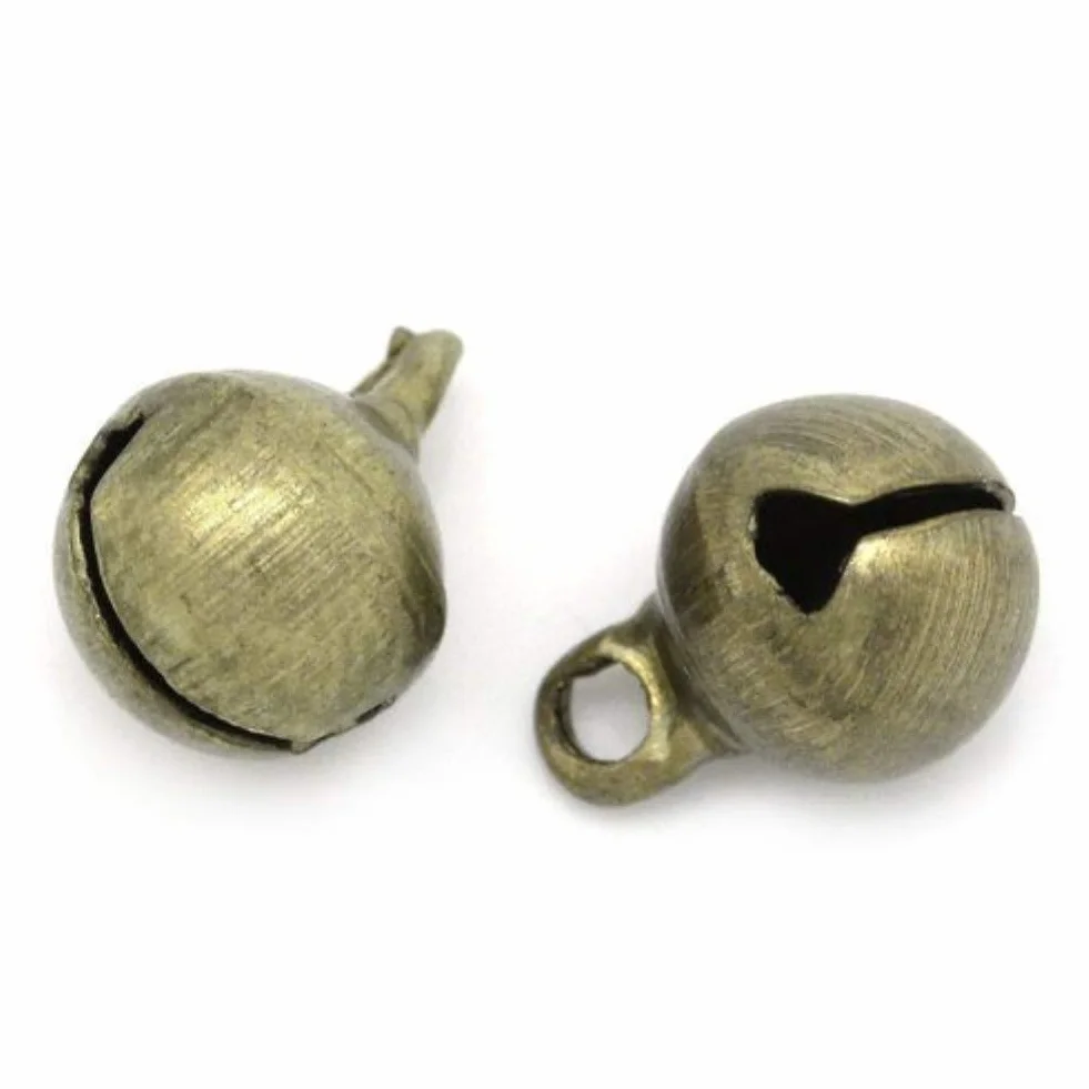 Suneast 50 Pcs Cascabeles de Bronce Antiguo Campanas de Metal 6mm para Decoración Navideña Mascotas