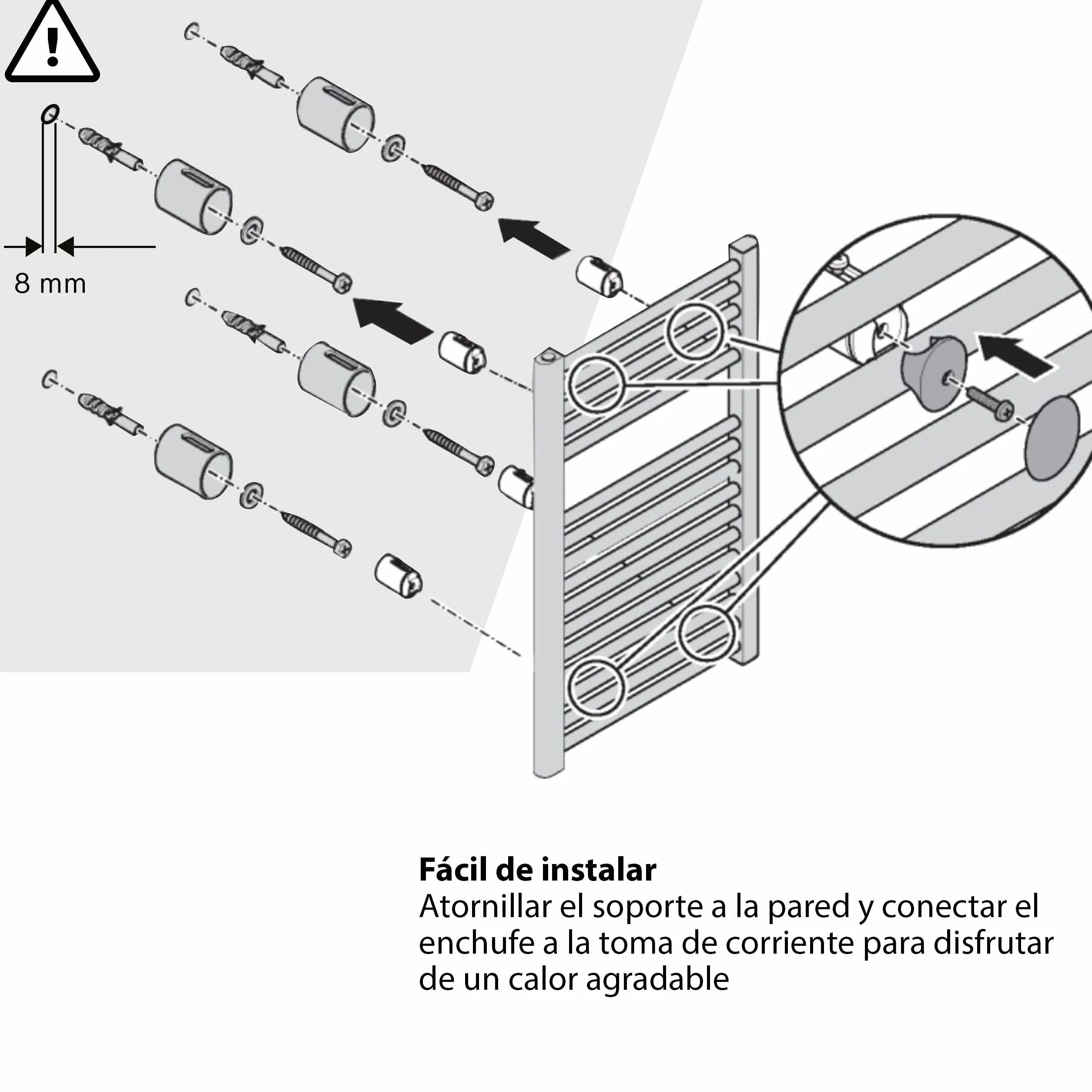 Bosch - Heat Radiator 4500 - Radiador de baño eléctrico, tamaño 1110x600 mm, 600 vatios, con toallero y termostato integrado, color blanco
