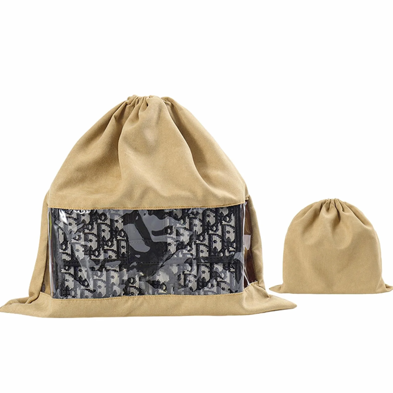 Bolsas de polvo con ventana transparente, bolsa de almacenamiento de forro polar suave con cordón para el hogar, viajes y uso diario, diseño único para una fácil protección contra el polvo