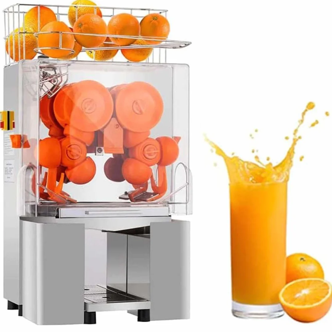 Exprimidor de Naranjas, 120 W, Máquina Automática Comercial Naranja, 20 Naranjas/Min, Exprimidor Naranjas Profesional, Acero Inoxidable de Grado Alimenticio, Maquinas de Zumo de Naranja
