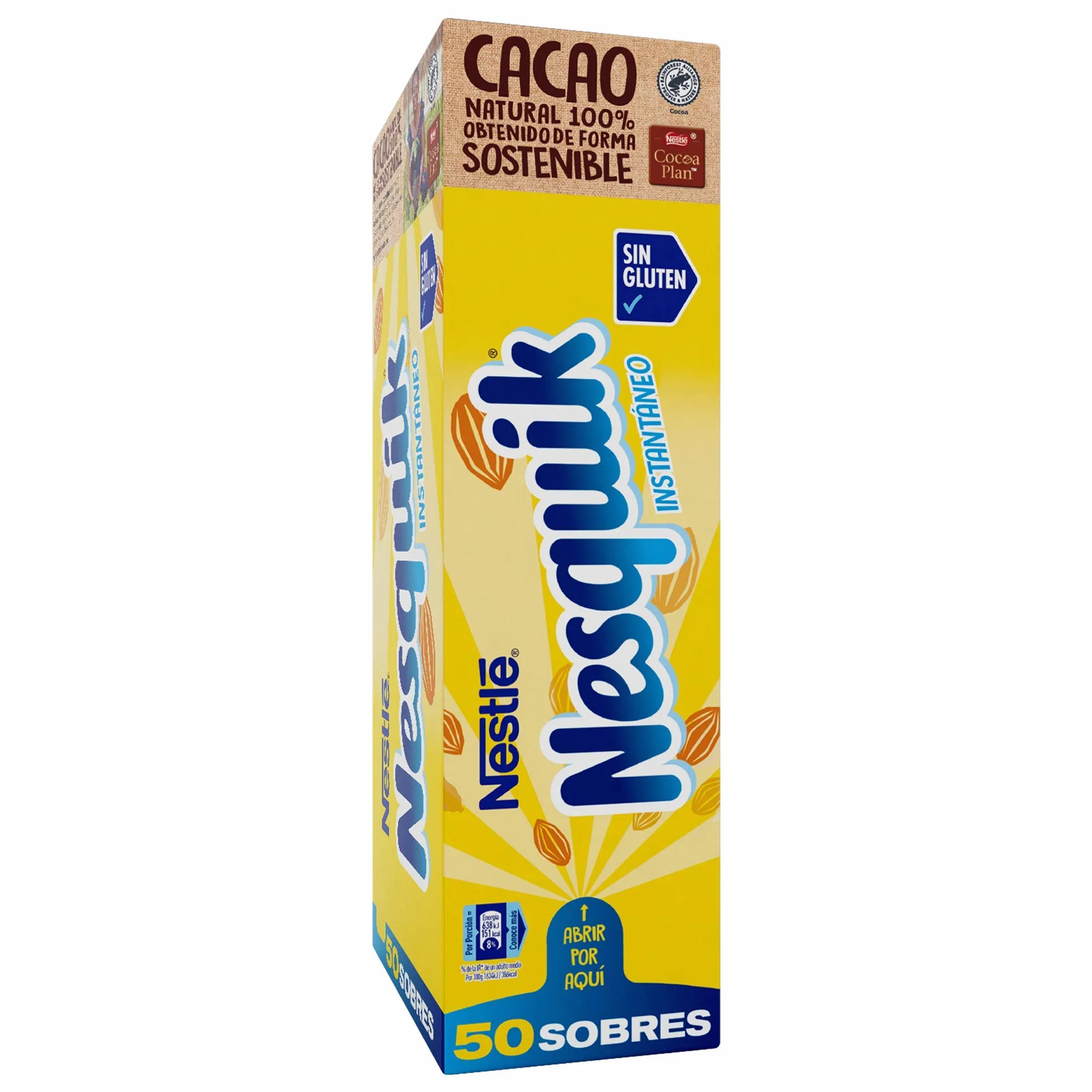 Nesquik cacao soluble instantáneo 1 paquete 50 sobres 13,5 g 675 g