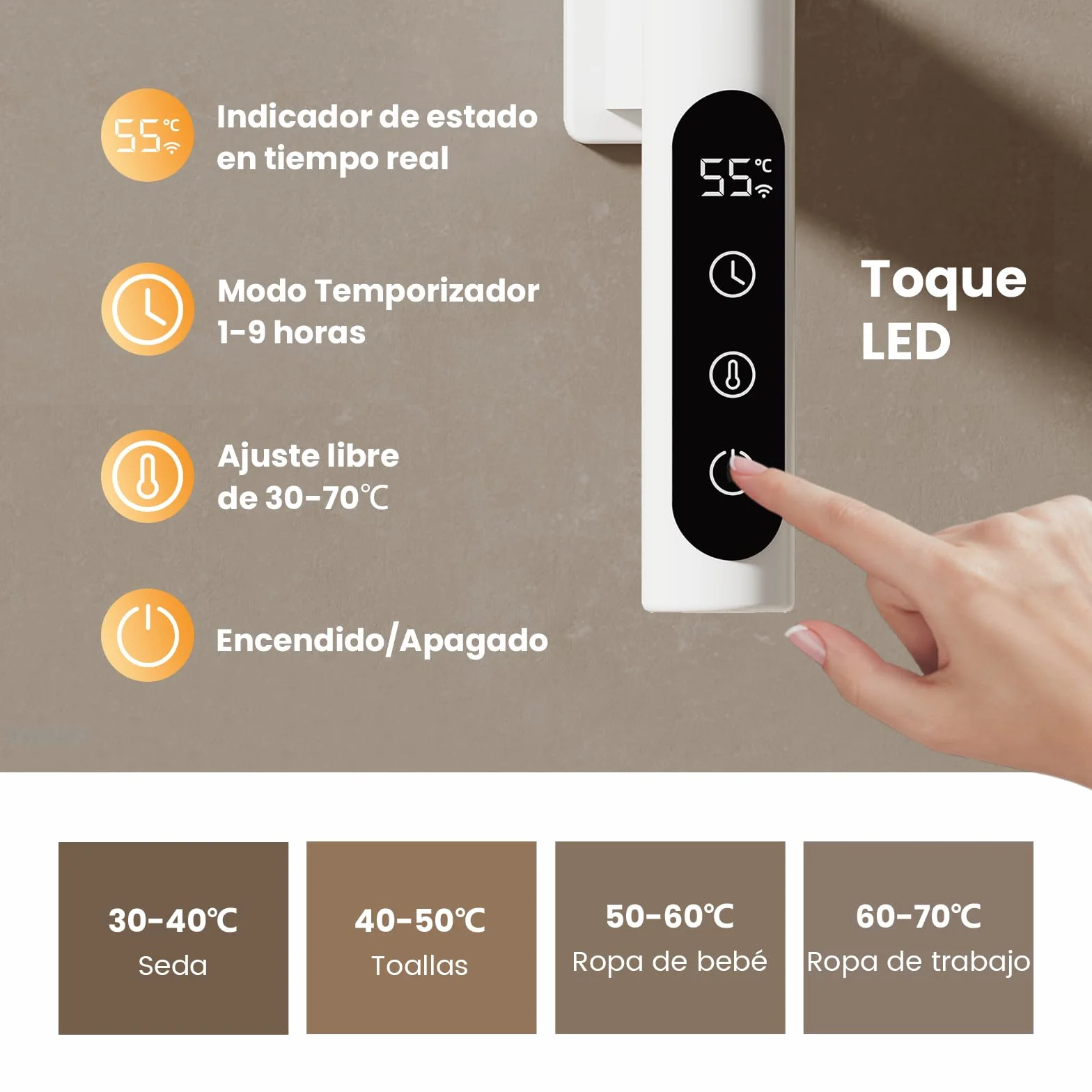 EMKE Radiador de Toallas Eléctrico 78 x 43 cm, Termostato Inteligente WiFi, Radiador Eléctrico para Baño, Calentador de Toallas Eléctrico, Blanco, 170W