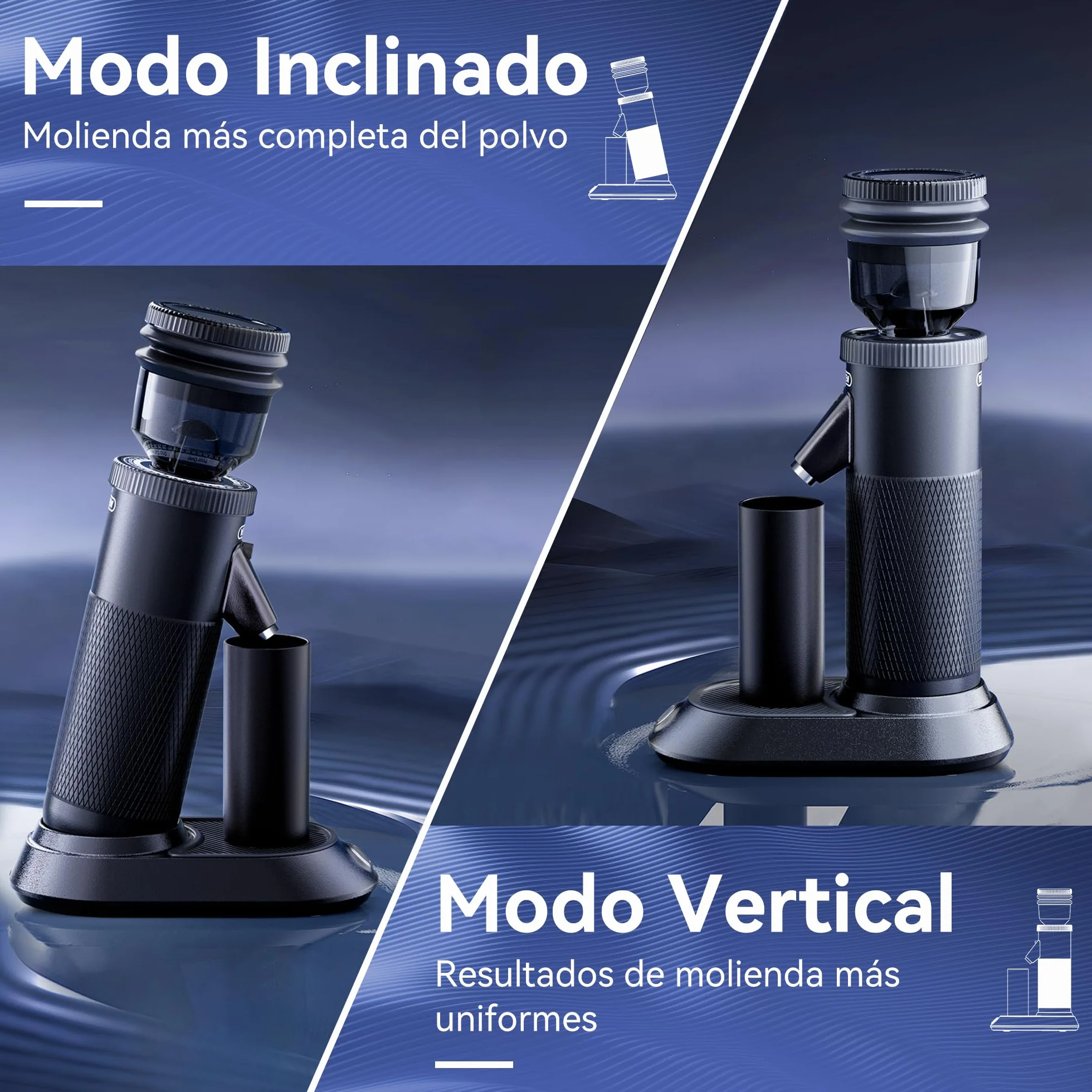 HIBREW Molinillo de Café Cónico, Molinillo de Café Espresso Monodosis con 36 Molidos Ajustables, Capacidad 50g de Granos, Aleación de Aluminio, Apto para Café Espresso/Pour Over/Mocca/Turco/Goteo