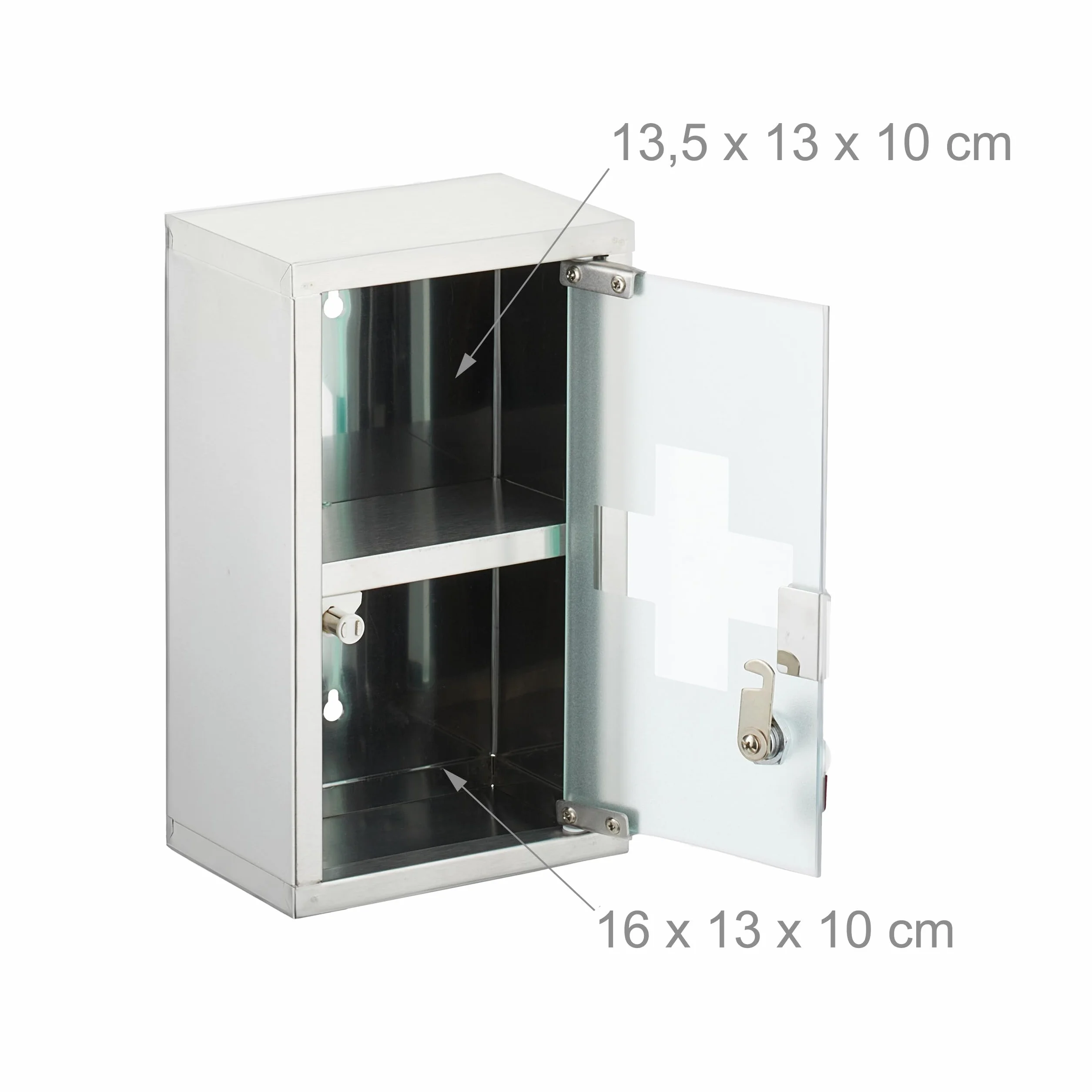 Relaxdays Botiquín Pared Acero Inoxidable 30x18x12 cm Armario Medicinas Primeros Auxilios
