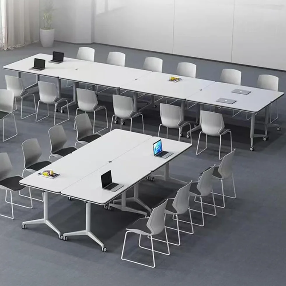 Mesa de conferencias Plegable con diseño abatible,de reuniones móviles con Ruedas silenciosas,Ideales para oficinas y Salas de formación,diseño Que Ahorra Espacio