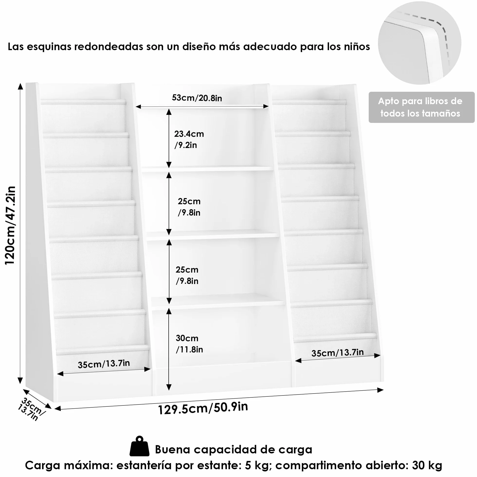 FOREHILL Mueble Almacenaje Juguetes, Librería Infantil Montessori, Estantería Infantil para Jugetes y Libros, Organizador Juguetes Infantil, Blanco, 3 Filas, 129 x 120 x 35 cm