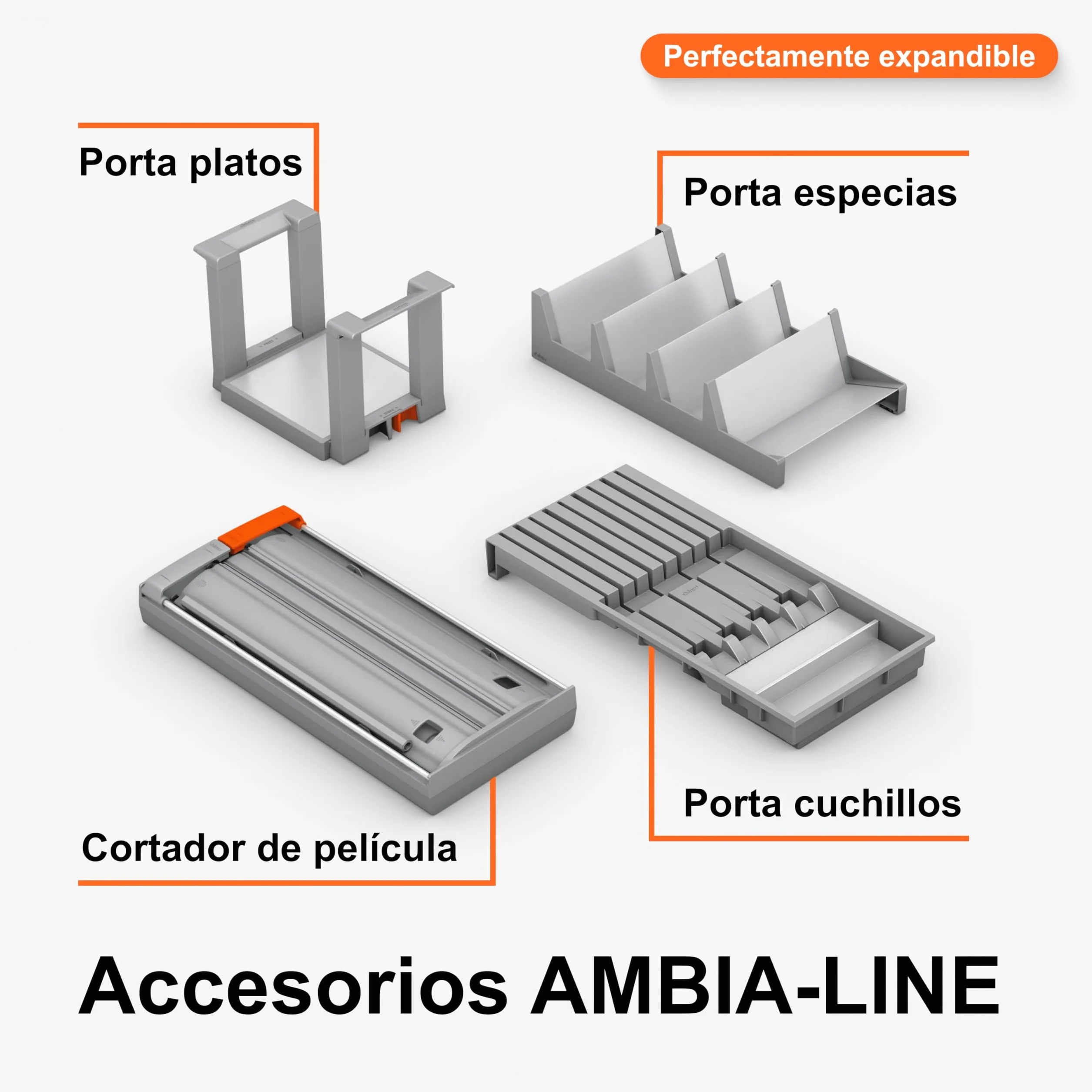 Cortador de papel de aluminio AMBIA-LINE de Blum ZC7C0000 Gris orión mate (ancho 187 mm altura 61,8 mm longitud 409 mm) Film transparente papel de aluminio para LEGRABOX