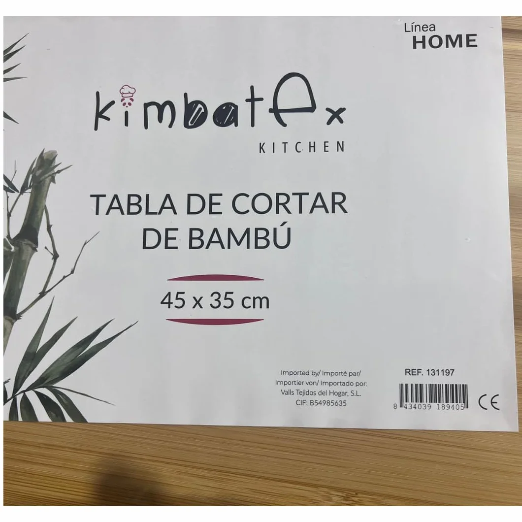 Kimbatex Tabla de Cortar de Bambú 45x34x5 cm Grande con Soporte