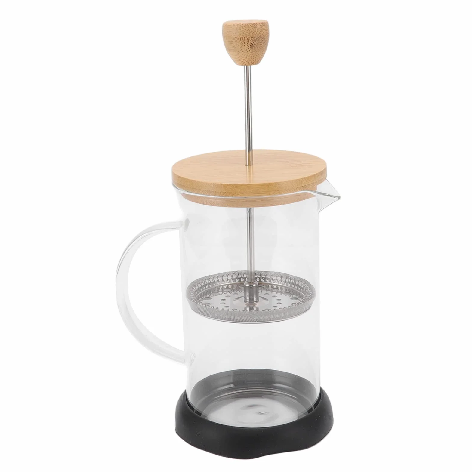 Prensa Francesa Vidrio Borosilicato 350ml Tapa Bambú Filtro Manual