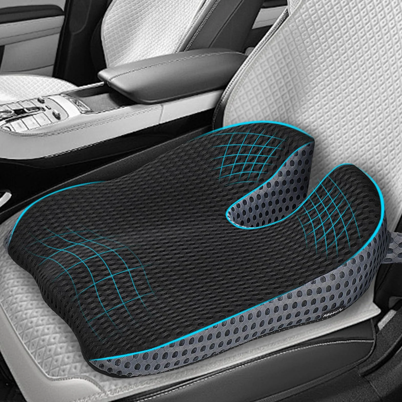 Cojín de Asiento para Coche Conductor Elevador Ergonómico con Espuma Viscoelástica