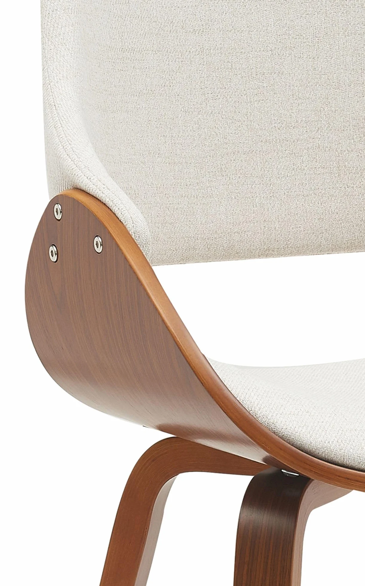 CLP Silla de Comedor Vangale Tapizada con Respaldo, Diseño Moderno con Estructura de Madera Curvada para Salón, Color:Nuez/Crema, Material:Tela