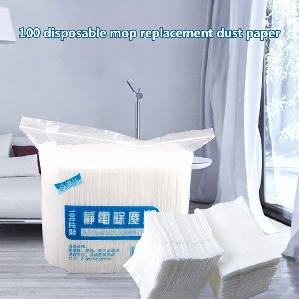 Recambios de mopa electrostática 100 papeles limpieza estáticos 20x30 cm suelos madera azulejos mármol