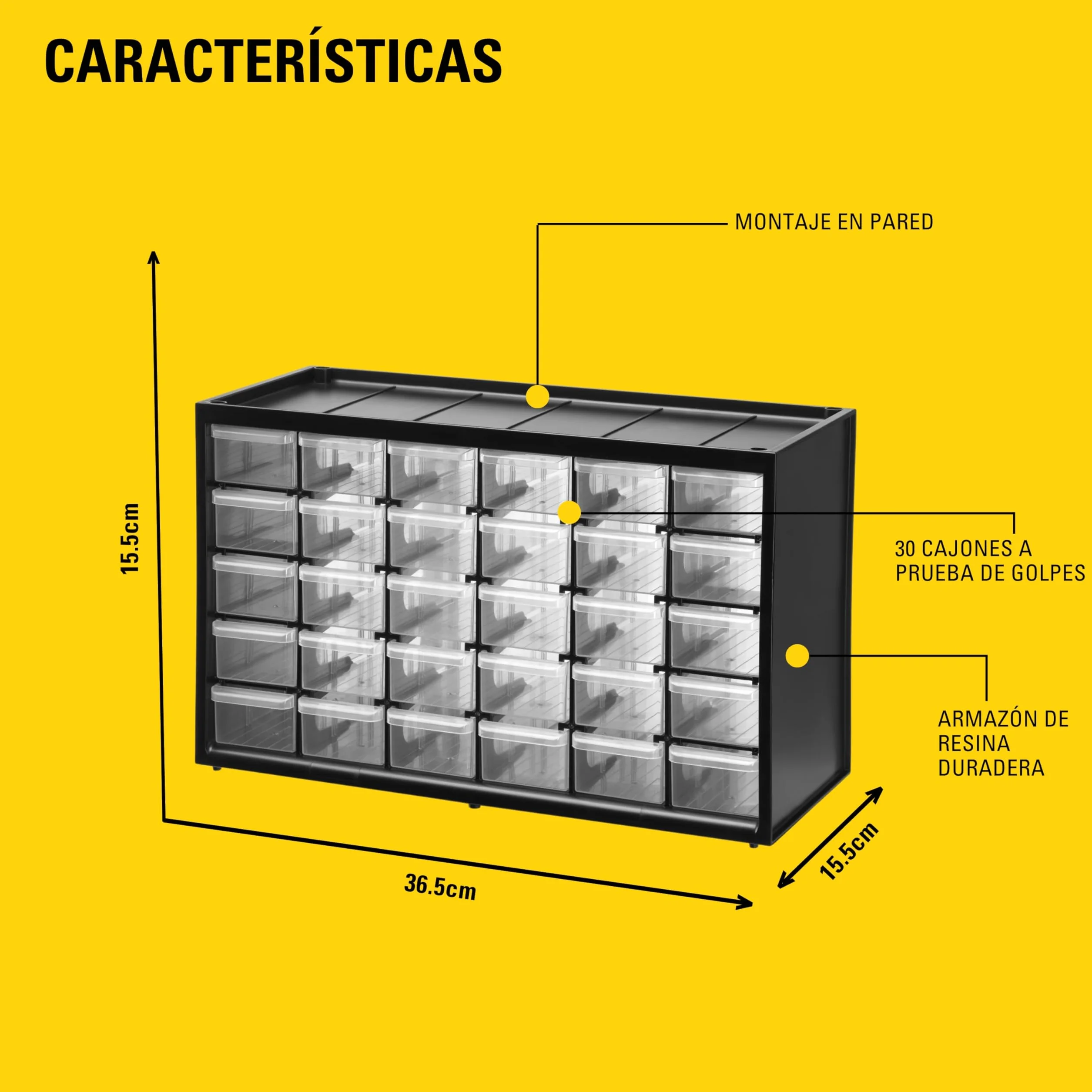 STANLEY Organizador 5 niveles 30 cajones, Polipropileno, Apilable, 36.5x15.5x22.5 cm, 1-93-980