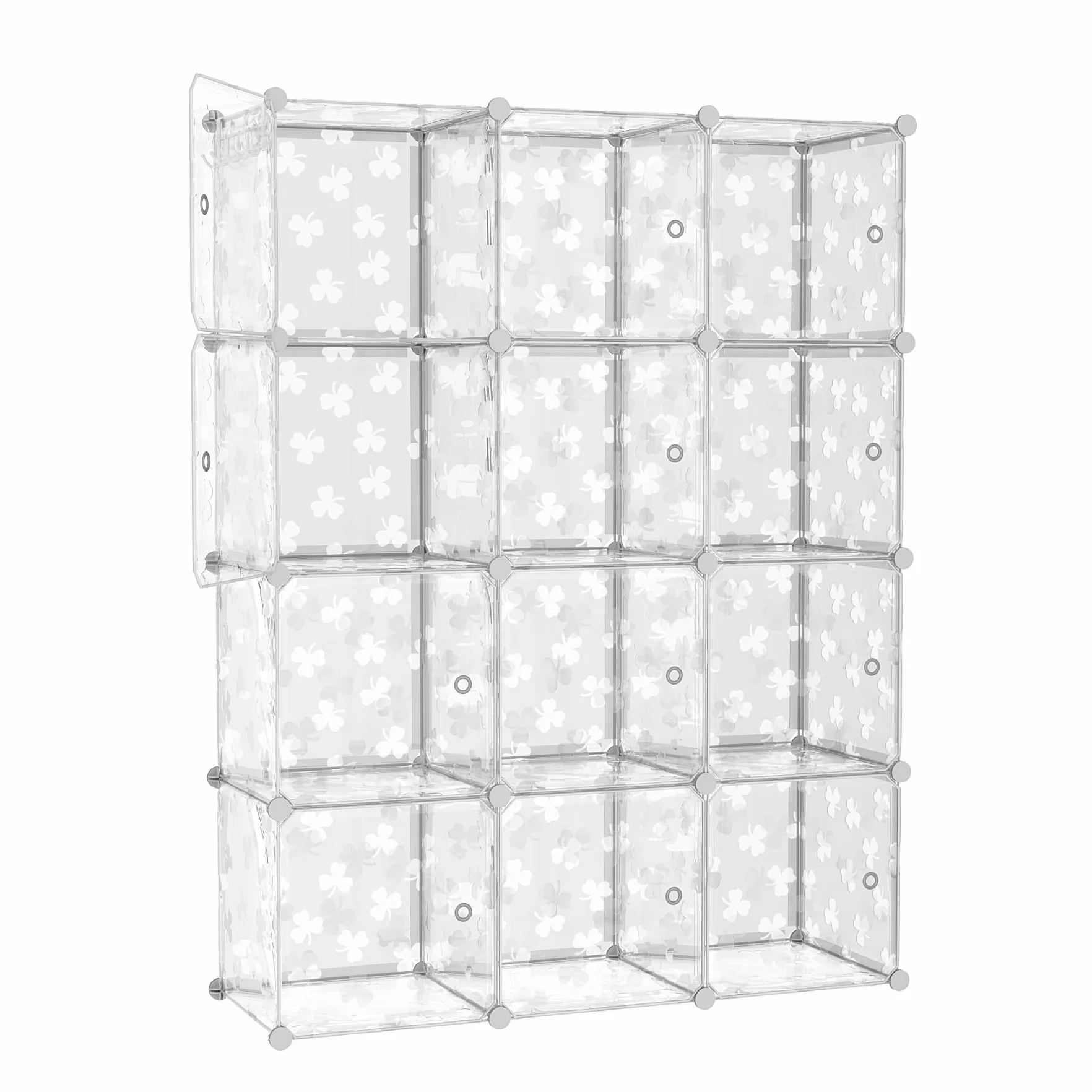 C&AHOME Organizador de Almacenamiento de 12 Cubos, Estante Modular de Plástico Transparente para Dormitorio y Sala