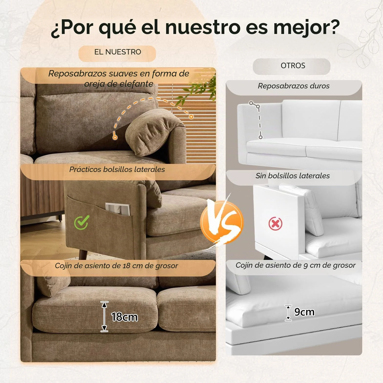 Sofá Bonnlo 2 plazas pequeño, sofá mini de 125 cm, pequeño sofá de tela con suaves reposabrazos, pequeño sofá para oficina, sala de estar, dormitorio y estudio, montaje sencillo, lino (marrón)
