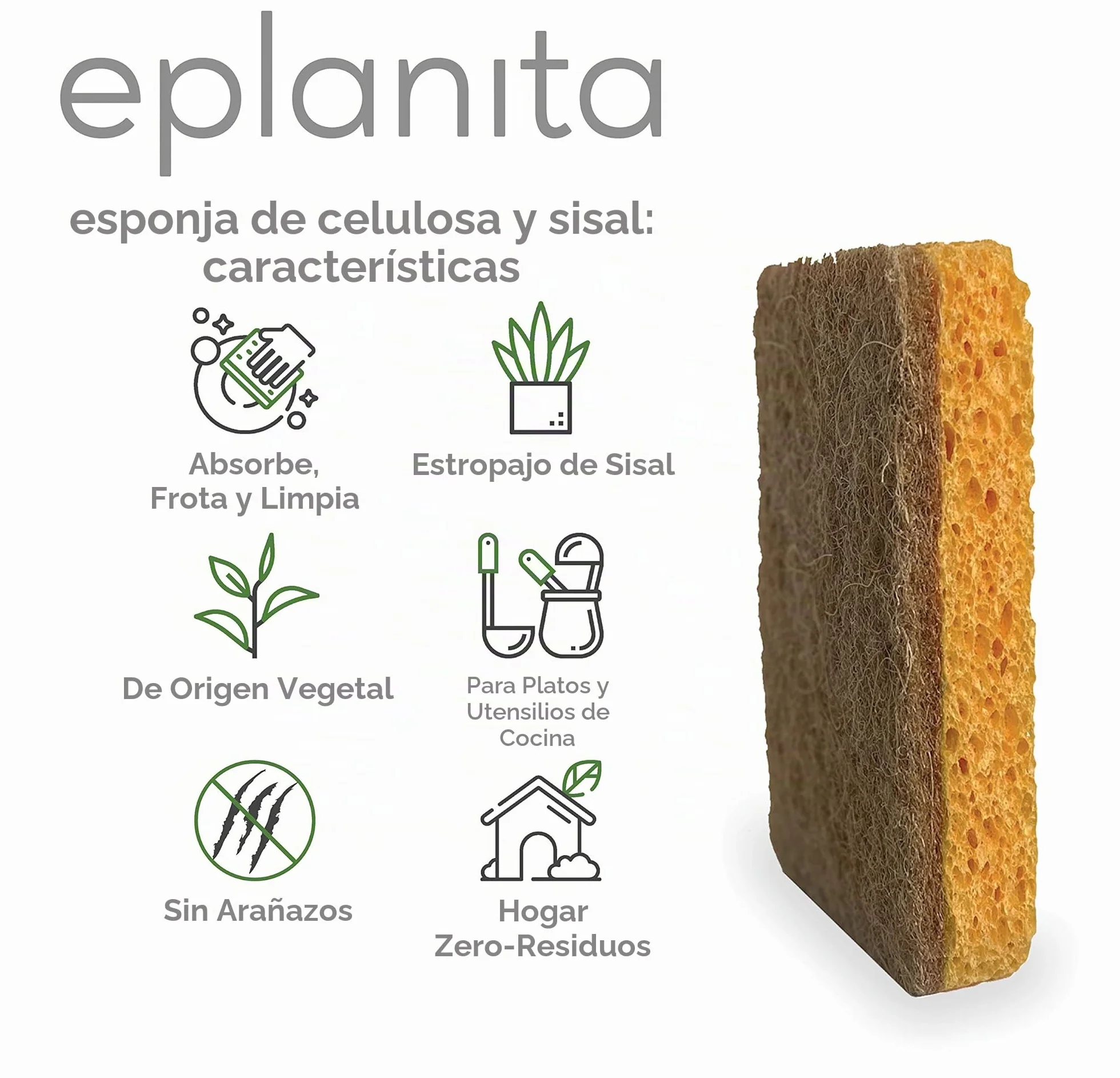 Esponjas naturales biodegradables ecológicas antiarañazos paquete de 6 para cocina y baño