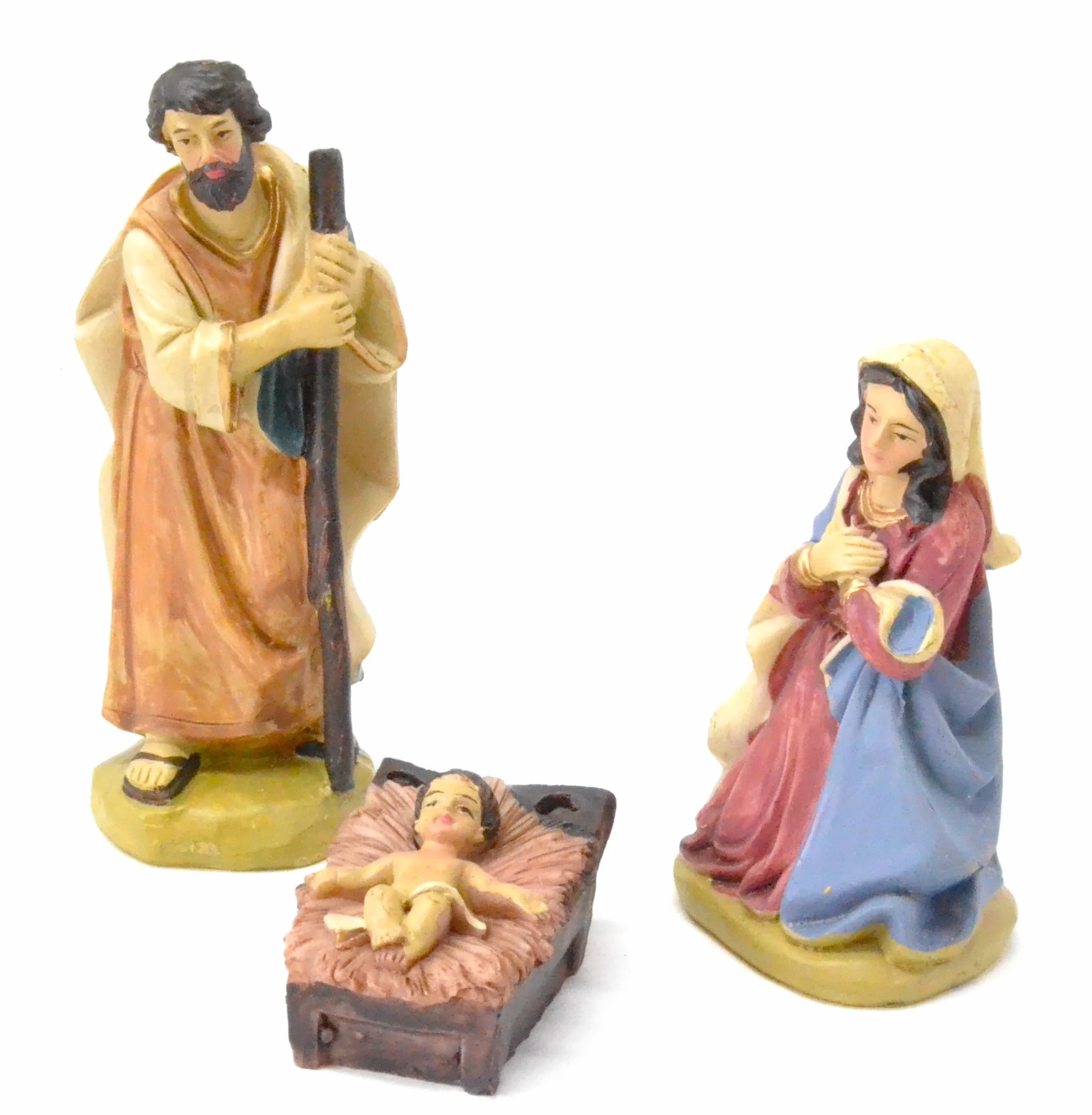 Genérico Figuras de Belén Decorativas, Set de 3 Piezas, Estatuas de Resina para Nacimiento, 11 cm, Sagrada Familia para Decoración Navideña. Jesus Nacimiento