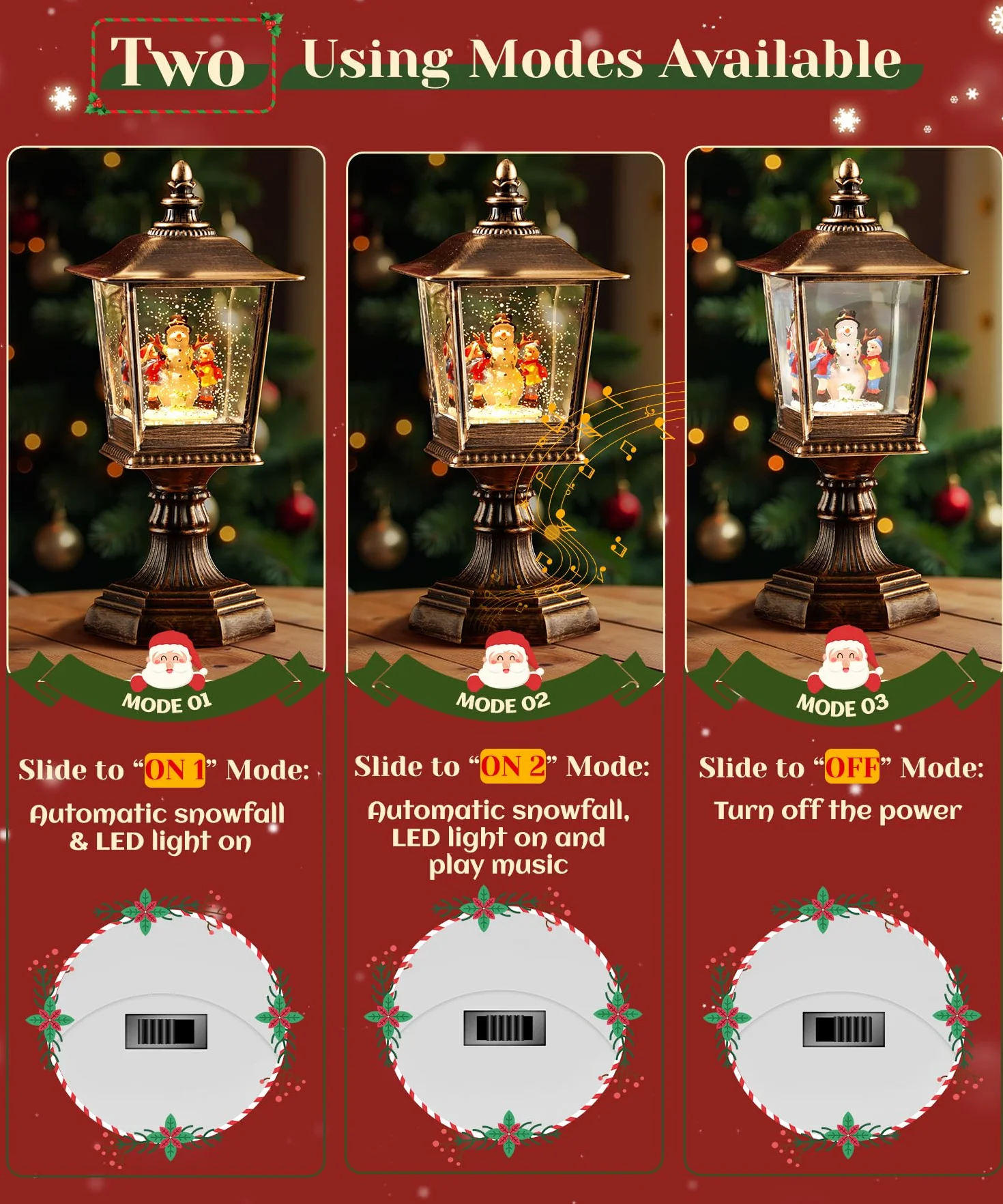 Linterna de Globo de Nieve de Navidad con música, Extra Grande Farolillo Navidad Globo de Nieve Retro Luz de Calle Linterna Musical Bola de Nieve Luz de Noche Decoraciones Regalo Caja de música