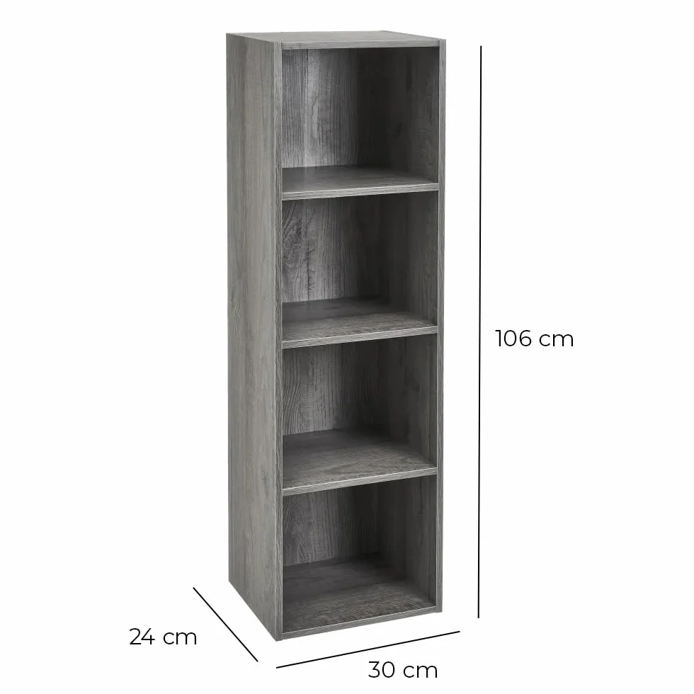 LOLAhome Estantería Cubo de Madera 4 Estantes 106 cm Gris