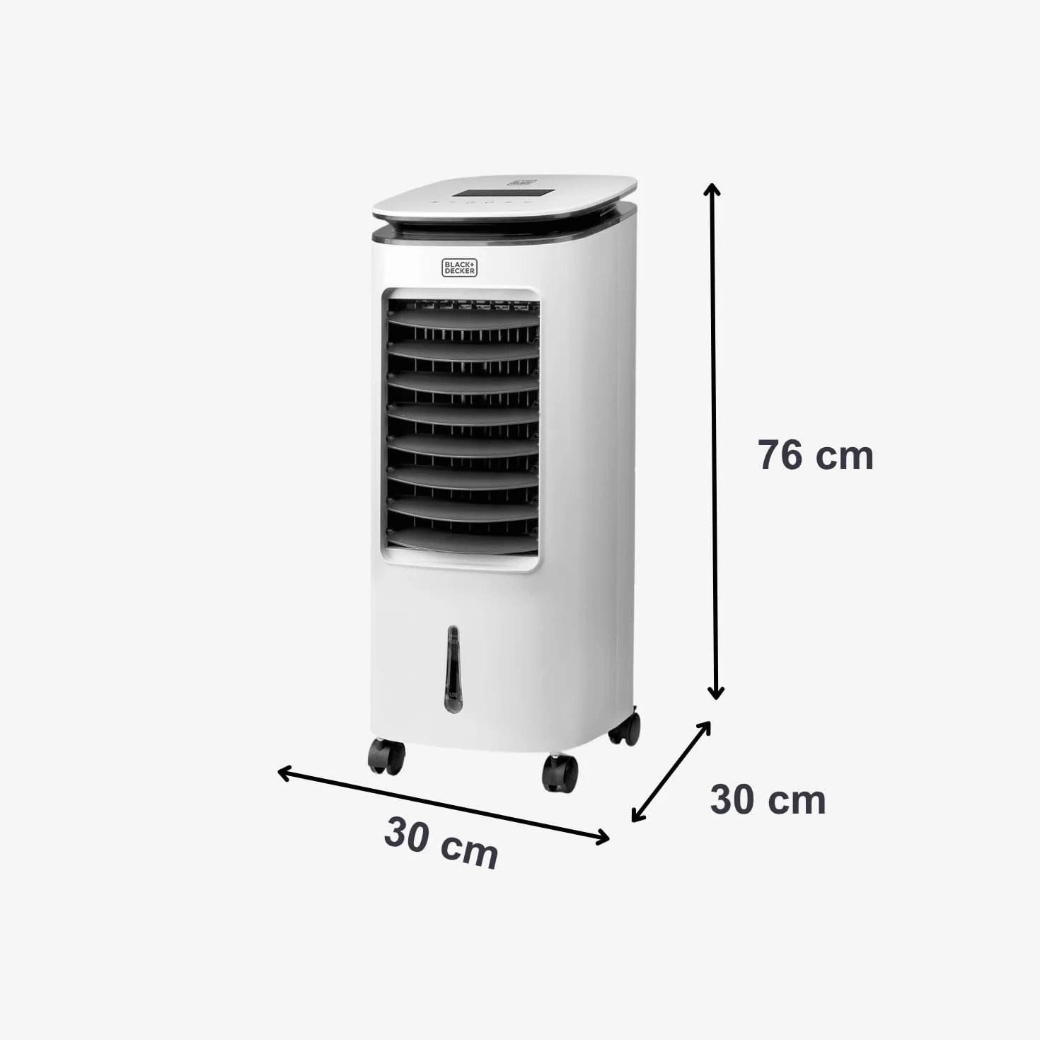 Black+Decker BXAC7E – Ventilador Humidificador Y Purificador | Climatizador | Control Remoto | Oscilación | 3 Velocidades Y Modos | Depósito 7L | 2 Contenedores De Hielo | Caudal 234 m³/h | Blanco