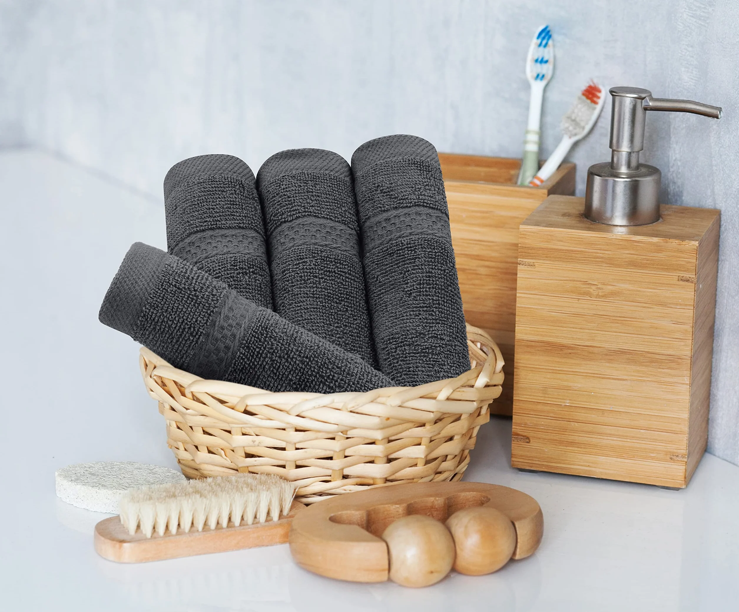 Utopia Towels - Juego de Toallas Premium de 8 Piezas, 2 Toallas de Baño, 2 Mano y 4 Toallitas - Algodón - para Casas, Hoteles y Spas, Altamente Absorbentes (Gris)