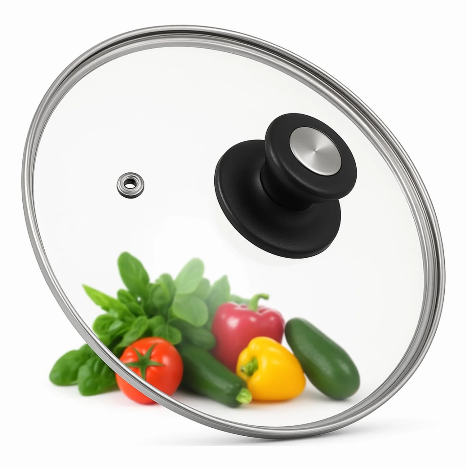 CHEFZOCO Tapa de Cristal para Sarten 28 cm, Tapadera de Vidrio Multiusos Resistente Altas Temperaturas
