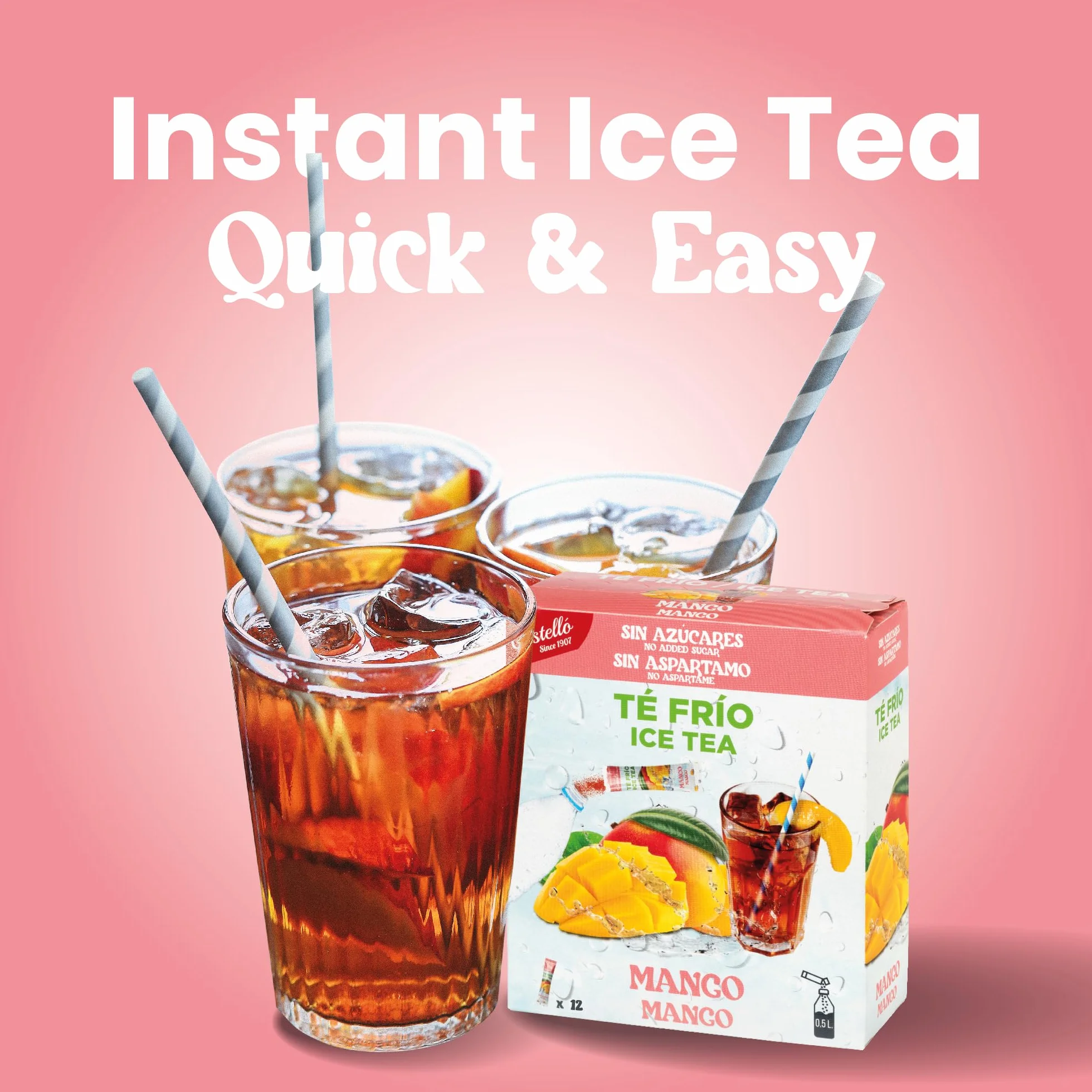 Castello Té Frío Zero Instantáneo Mango 12 sobres 0 Calorías 0 Azúcar
