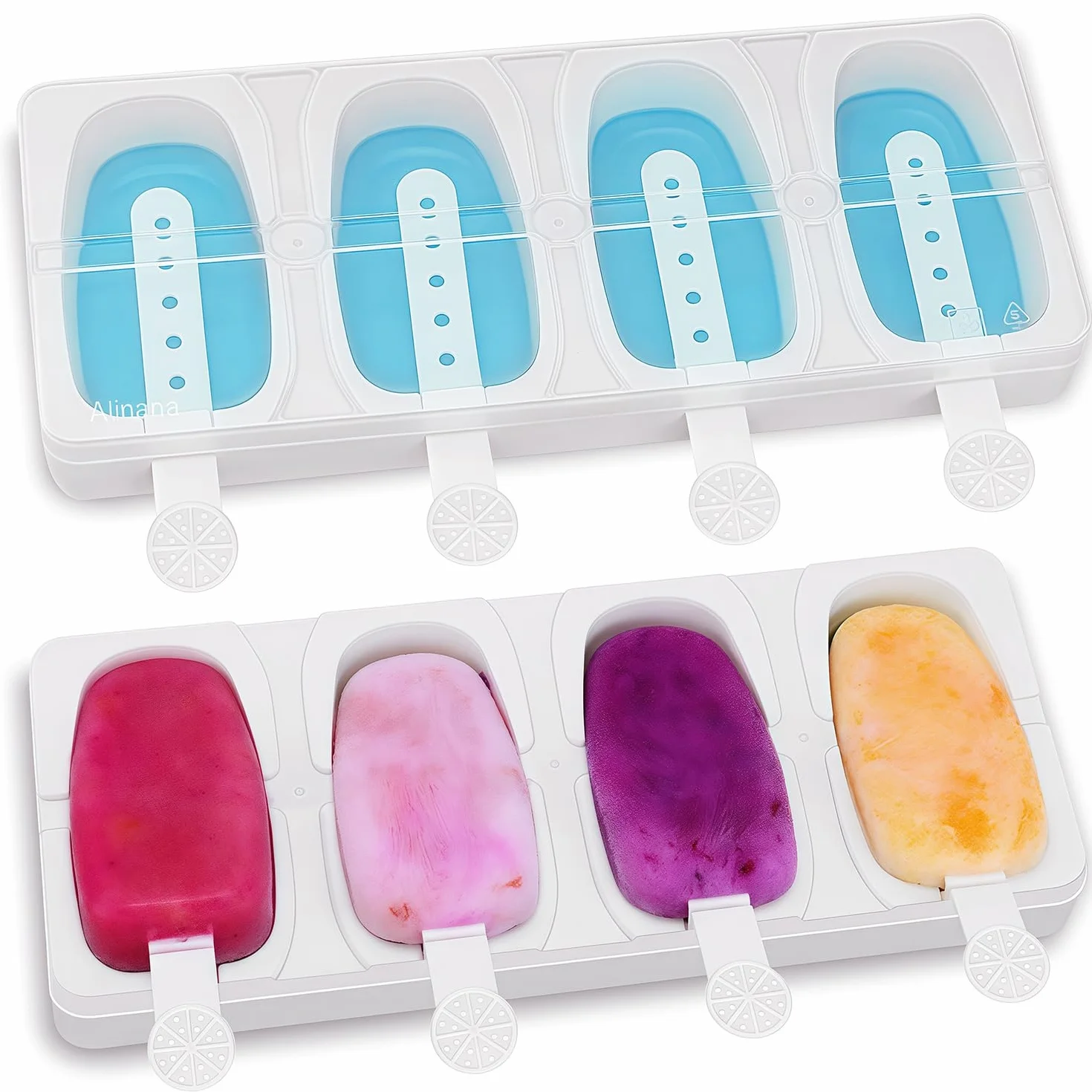 Molde de Helados de Silicona Apilable Sin BPA, Pack de 2 para Helados de Leche y Yogur