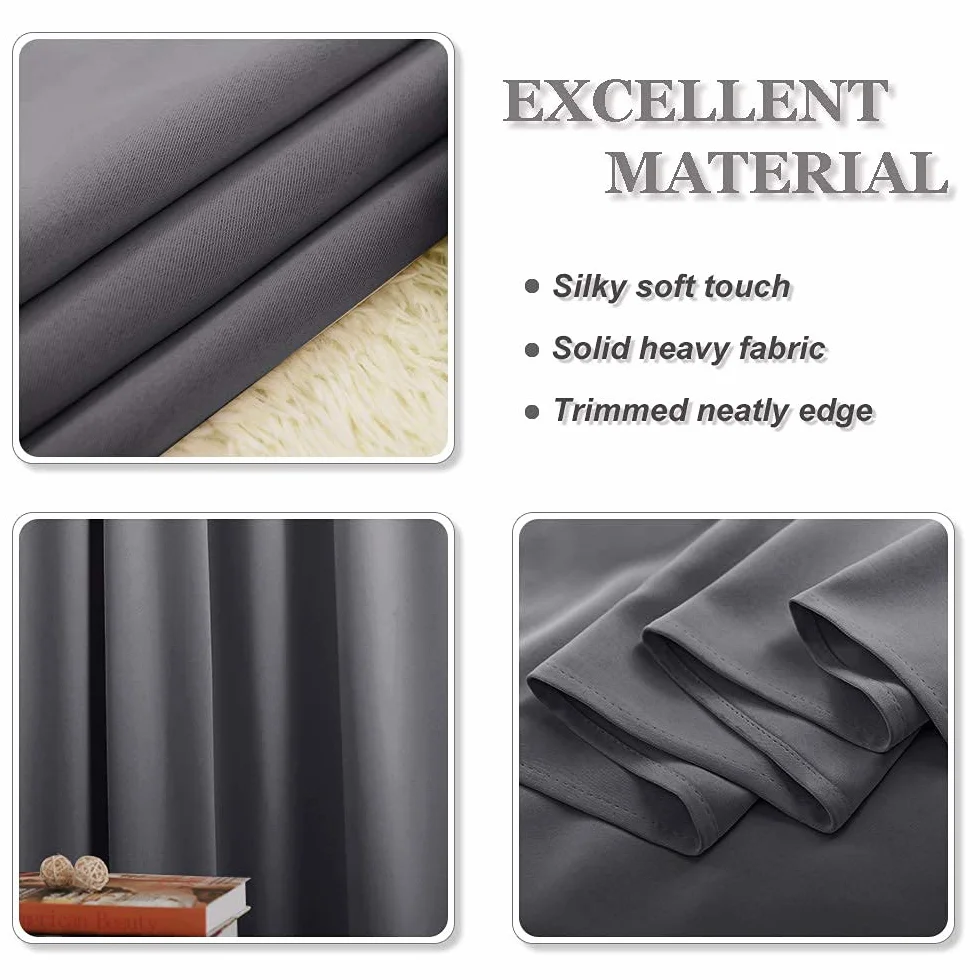 PONY DANCE Cortinas Termicas Aislantes Frio y Calor Opacas Salon Dormitorio 2 Piezas 140x240 CM Blackout Grises
