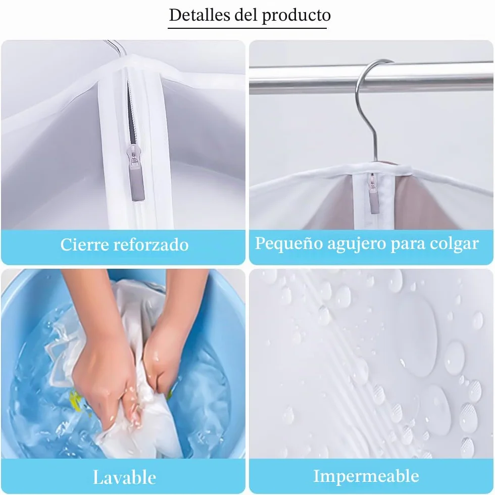 Fundas Ropa Armario Juego 6 Fundas Transparentes 60x100 cm Tejido Transpirable para Trajes Vestidos Abrigos