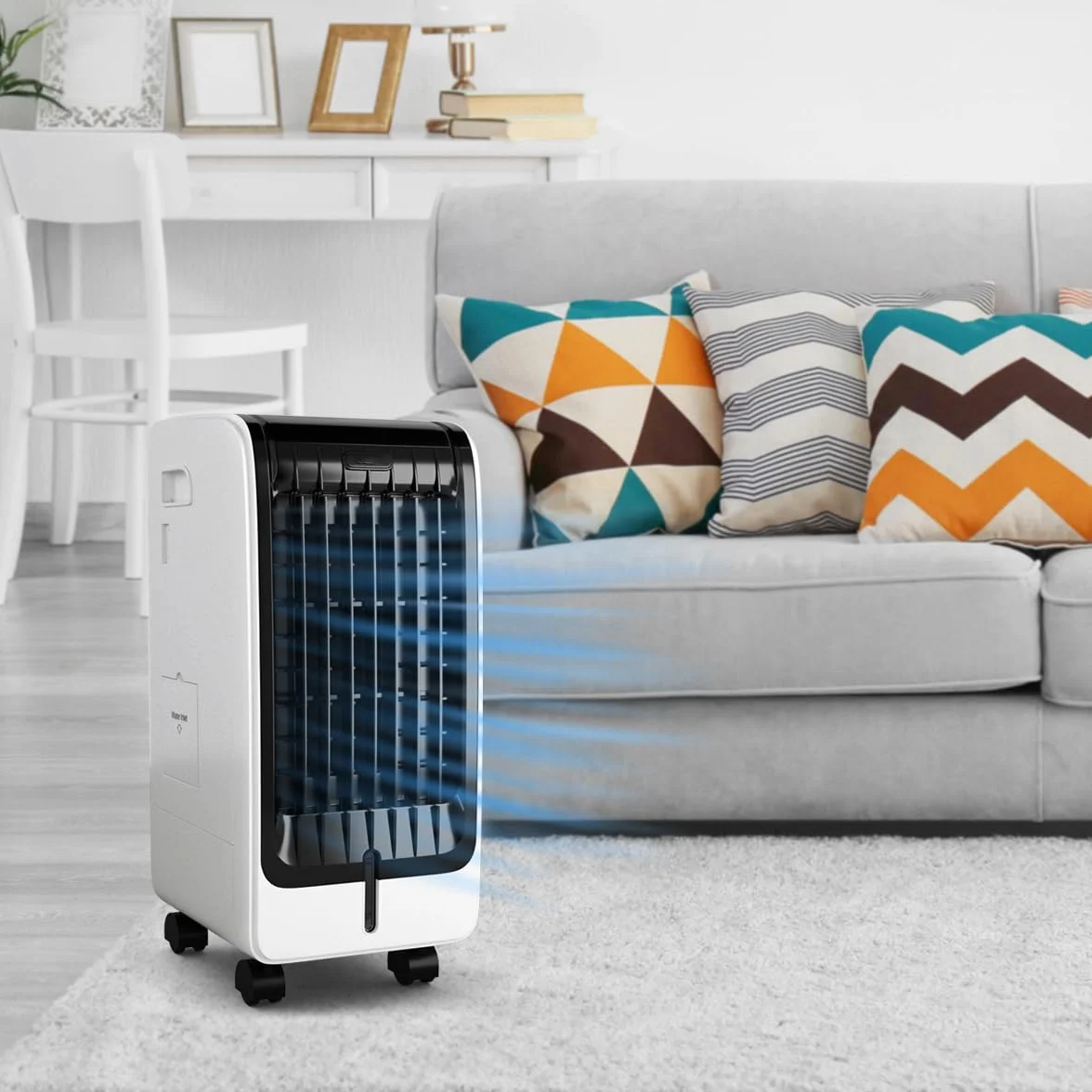 GOPLUS Aire Acondicionado Portátil 4 en 1 con Depósito de Agua 6L, Purificación Ventilador Humidificador Enfriador de Aire Móvil, Climatizador Evaporativo 3 Velocidad, Temporizador 8H, Control Remoto