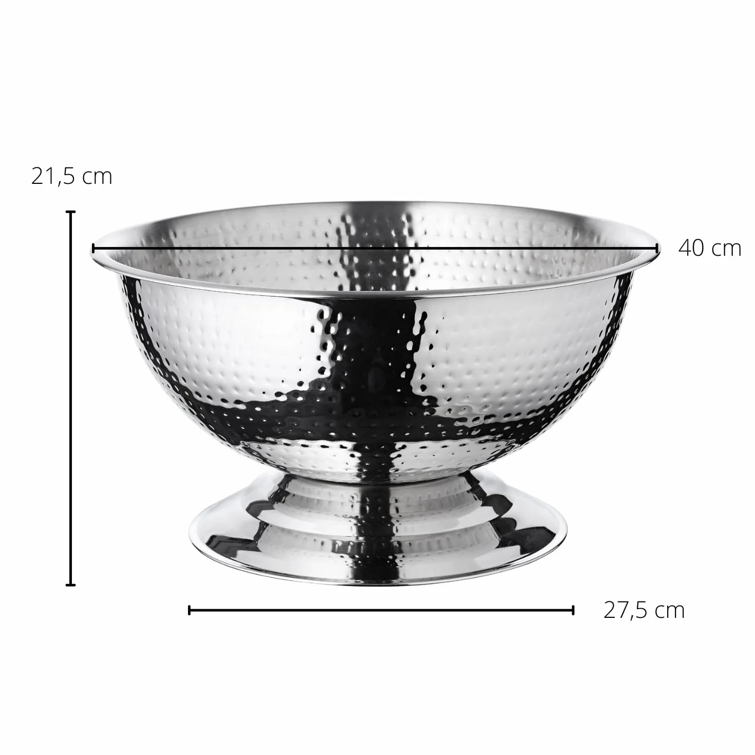 EDZARD champañera Cara, acero inoxidable, martillado, muy pulido, diámetro 40 cm, altura 21 cm, (enfriador de botellas, enfriador de vino)