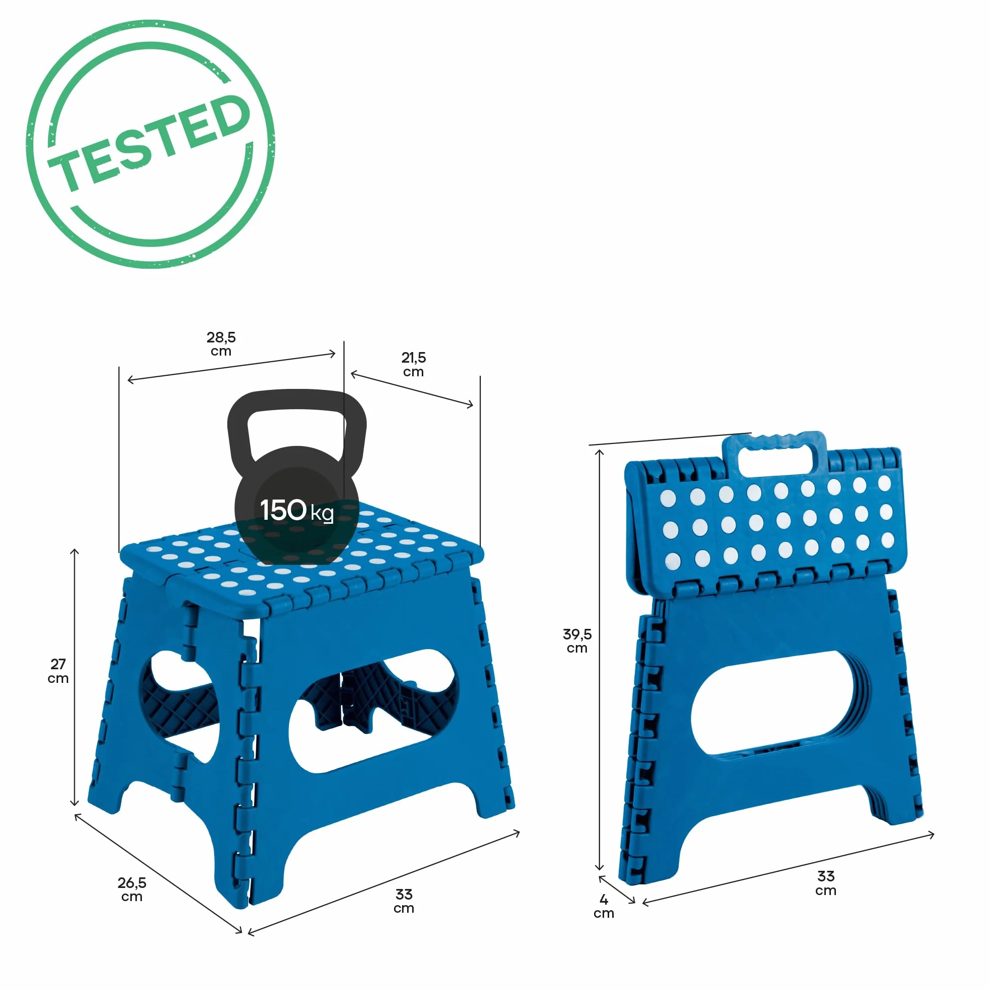 Arregui Taburete Plegable de Cocina, Escalera Pequeña, Azul, 27 cm Altura