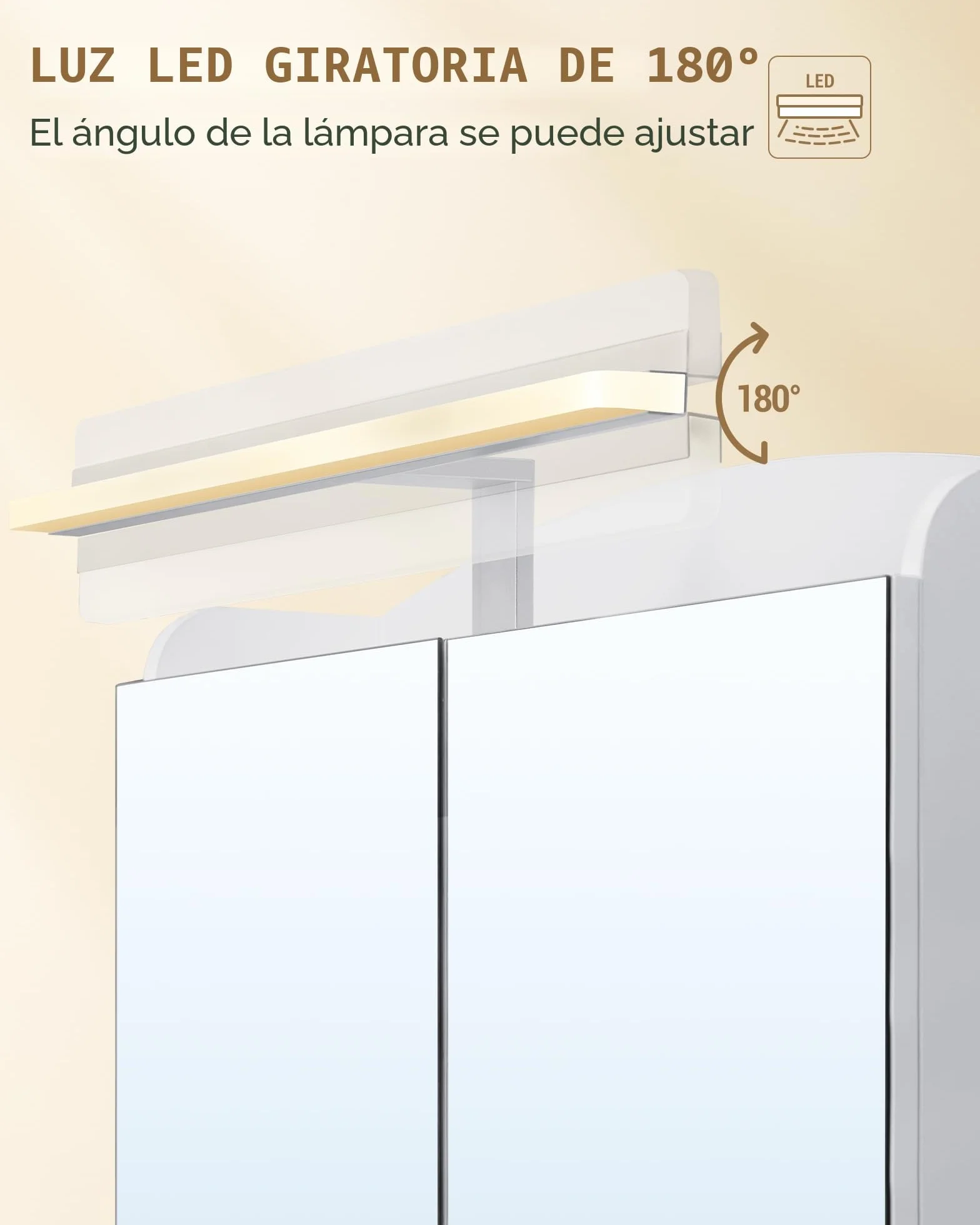 Armario de Baño con Espejo y Luz LED 16,5 x 60 x 68,5 cm Blanco