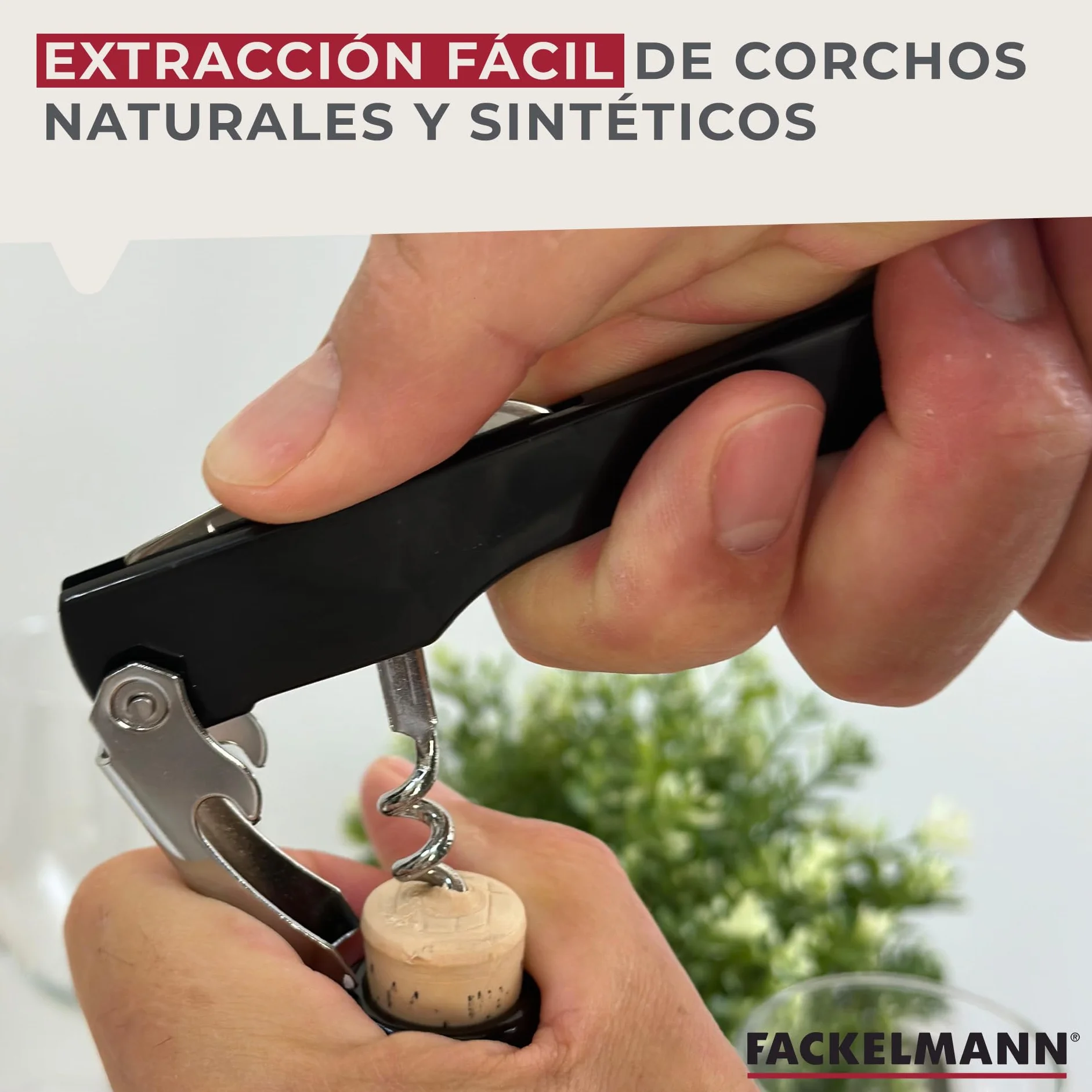 FACKELMANN Sacacorchos Camarero Multifuncional, 13,5x8x1 cm, 1 Ud
