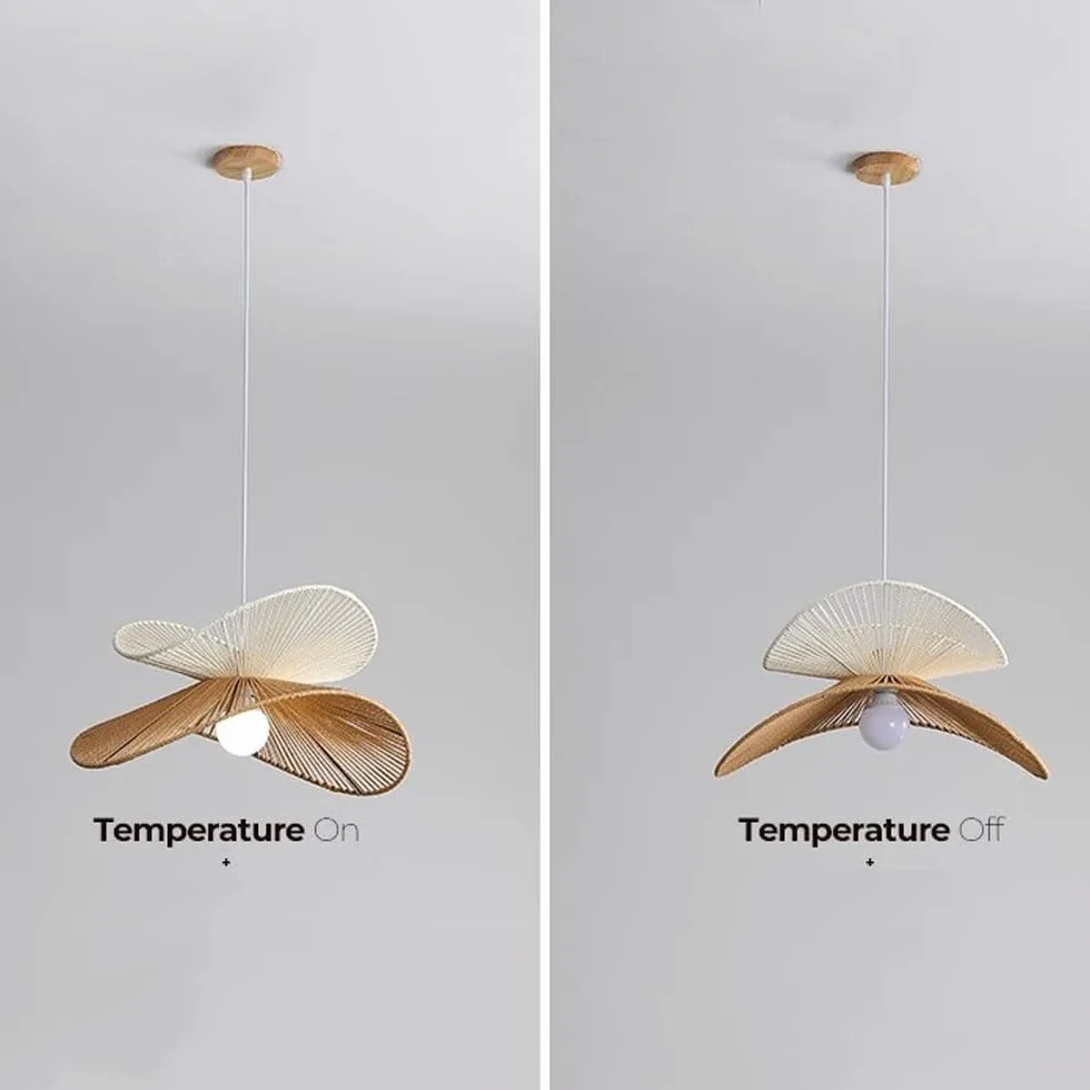 Lámpara colgante de cuerda de cáñamo de ratán costero bohemio, iluminación colgante tejida moderna, lámpara colgante de techo de mediados de siglo marrón y blanco para comedor, cocina, isla, d