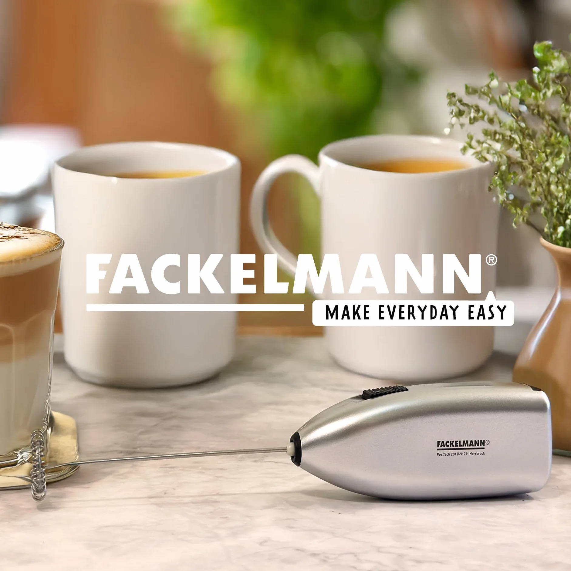 Fackelmann Espumador de Leche Eléctrico 13.500 RPM para Capuccino, Té Matcha, Portátil