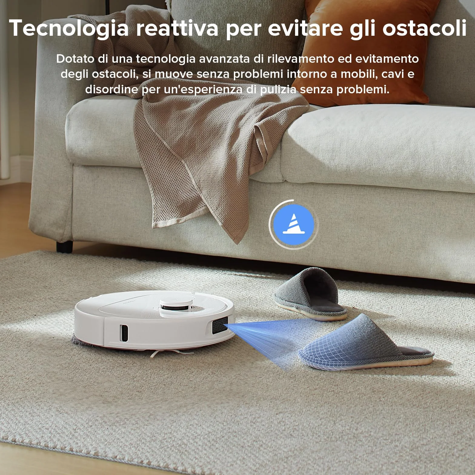 roborock Robot Aspirador QV 35A Set, 8000Pa de succión, Dos mopas giratorias elevables, cepillos antienredos, tecnología reactiva para Evitar obstáculos, navegación y mapeo,Blanco
