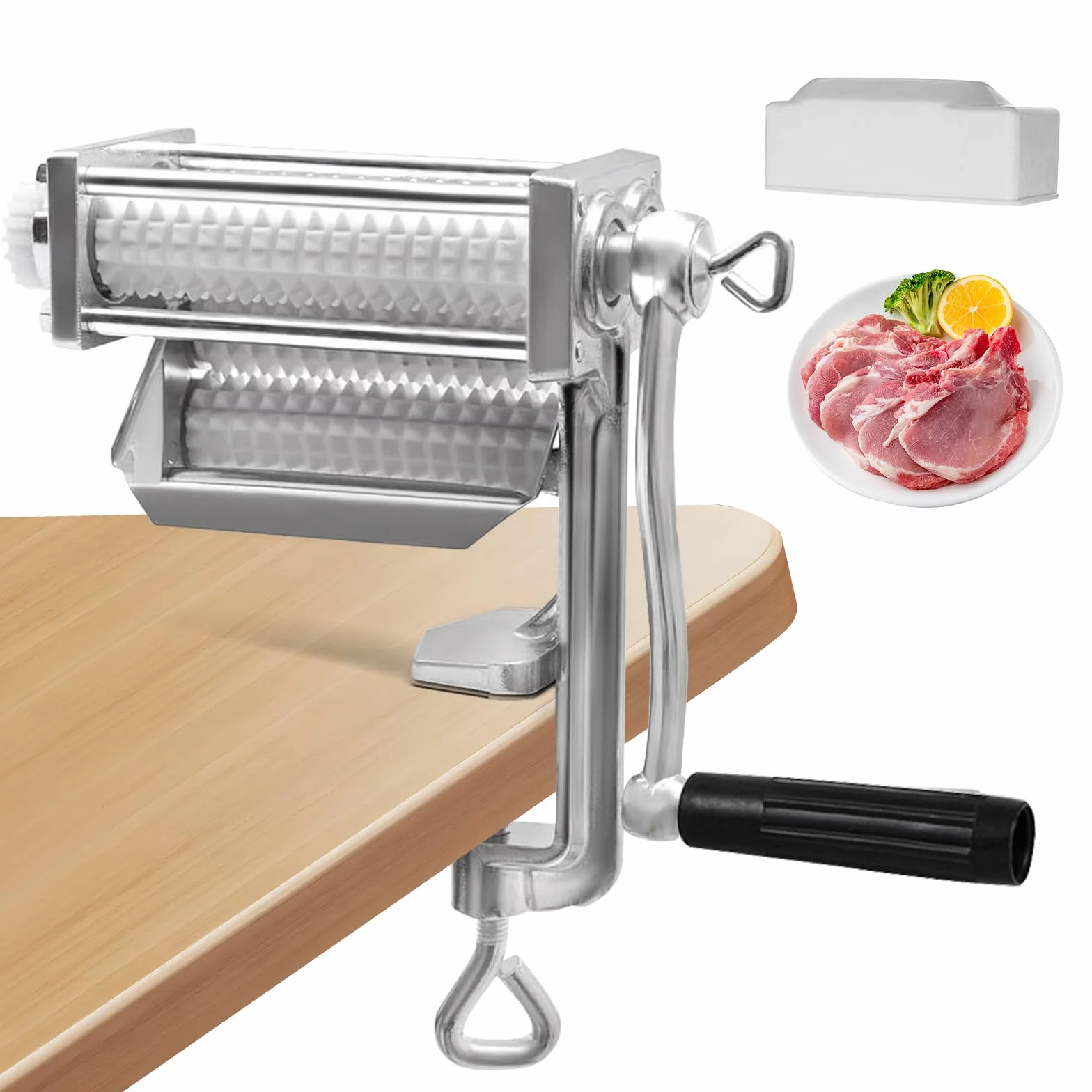 Ablandador de Carne Manual con Rodillos de Cuchillas de Acero Inoxidable para Pollo, Res, Bistec
