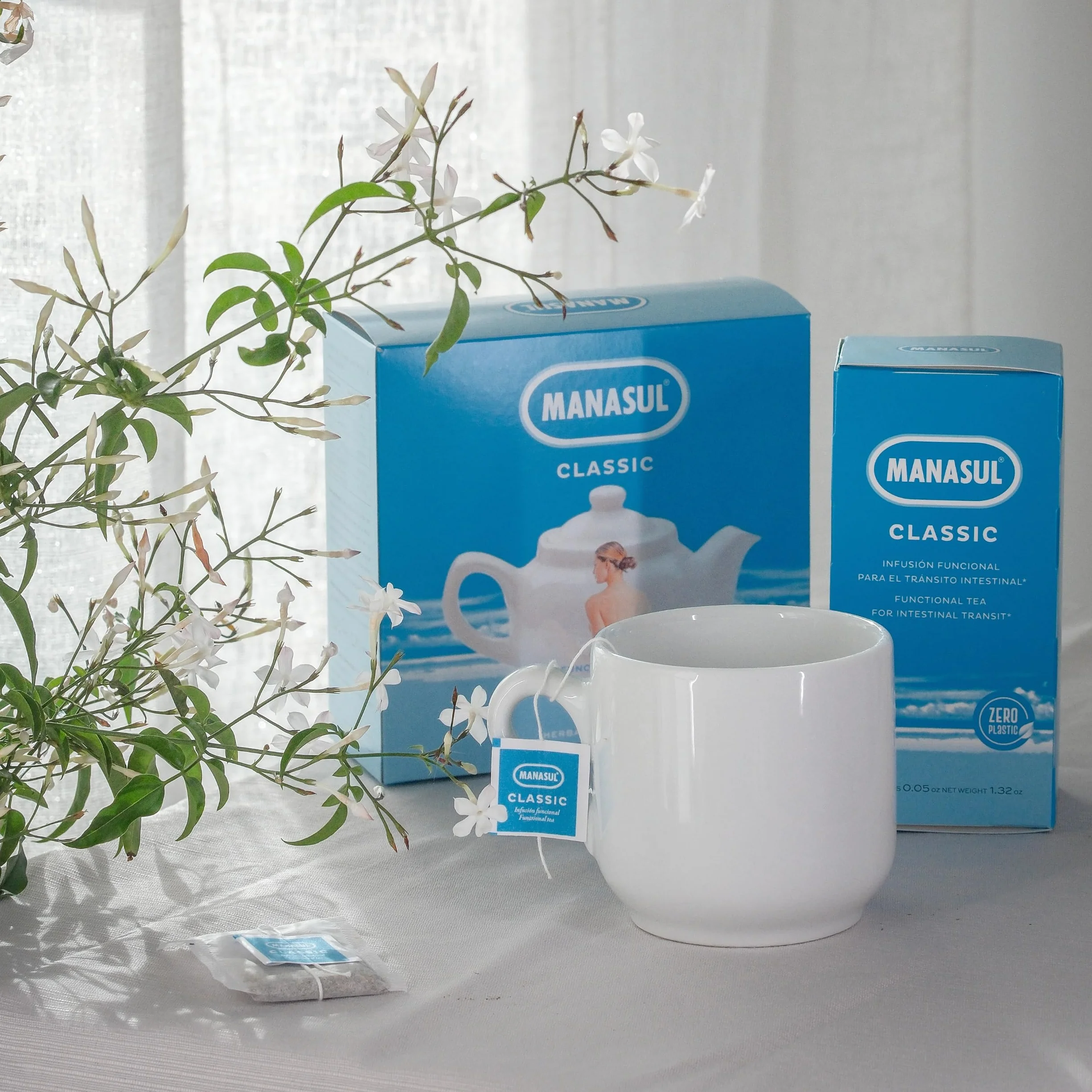 MANASUL Classic Infusión Laxante Sen Melisa Menta Regaliz Anis Verde 100% Natural Caja 100 Bolsitas