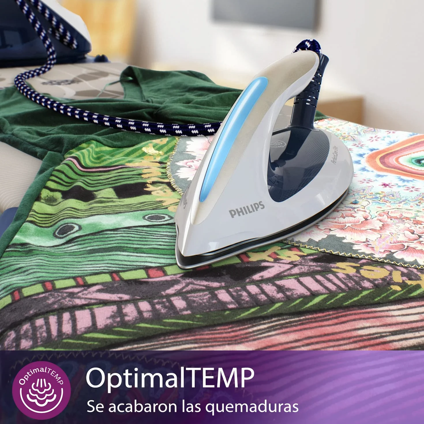 Philips PerfectCare Elite Plancha Vertical Vapor - 2700 W, 520 g De Vapor, 7,5 Bares, Tecnología OptimalTEMP, Modo ECO, T-ionicGlide, Azul/Blanco (GC9635/20)