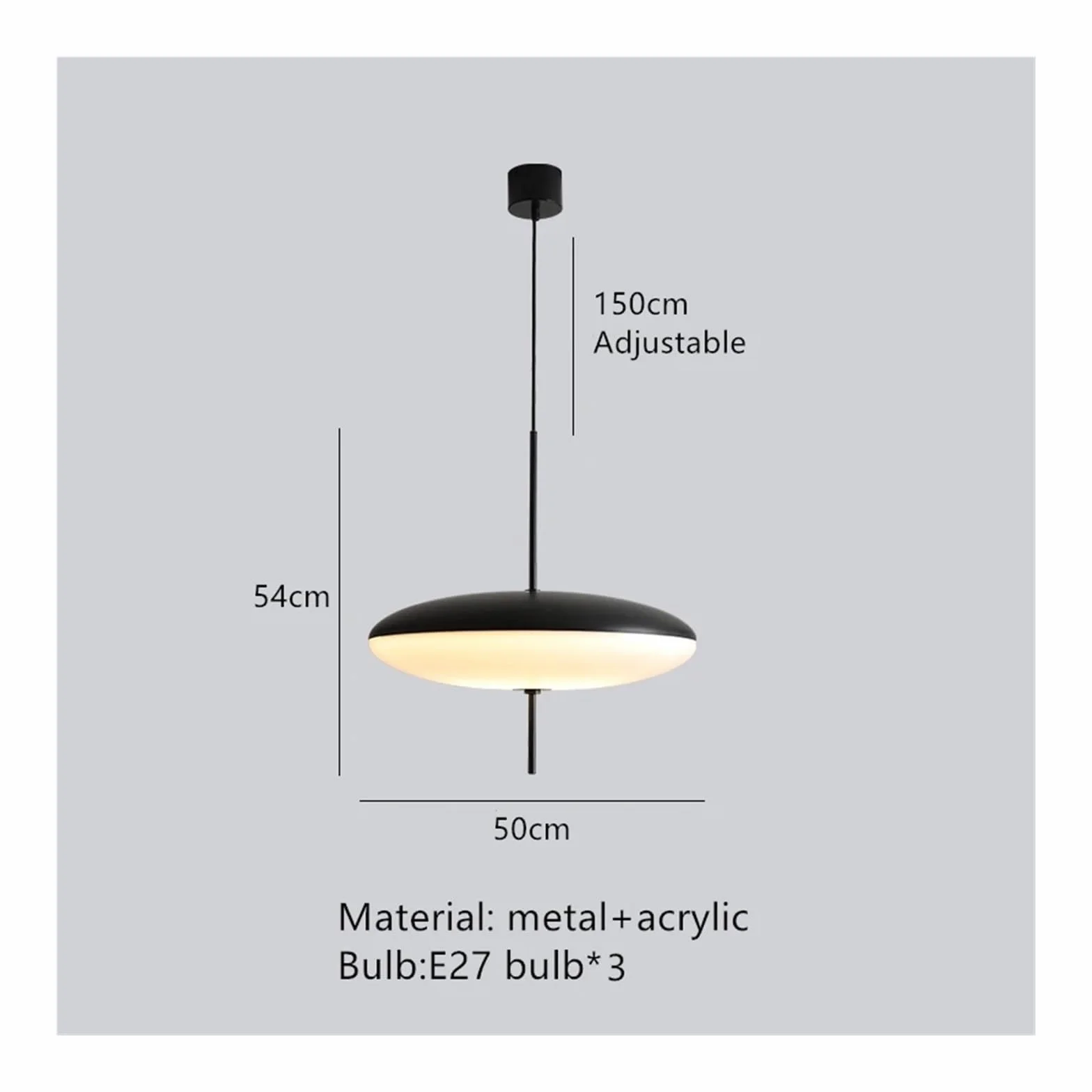 Genérico Lámpara de Techo, Candelabro Moderno LED Negro/Blanco E27 for Colgar en el Techo, Comedor, Sala de Estar, Dormitorio, Bar, candelabro de Cocina Ajustable(Black)