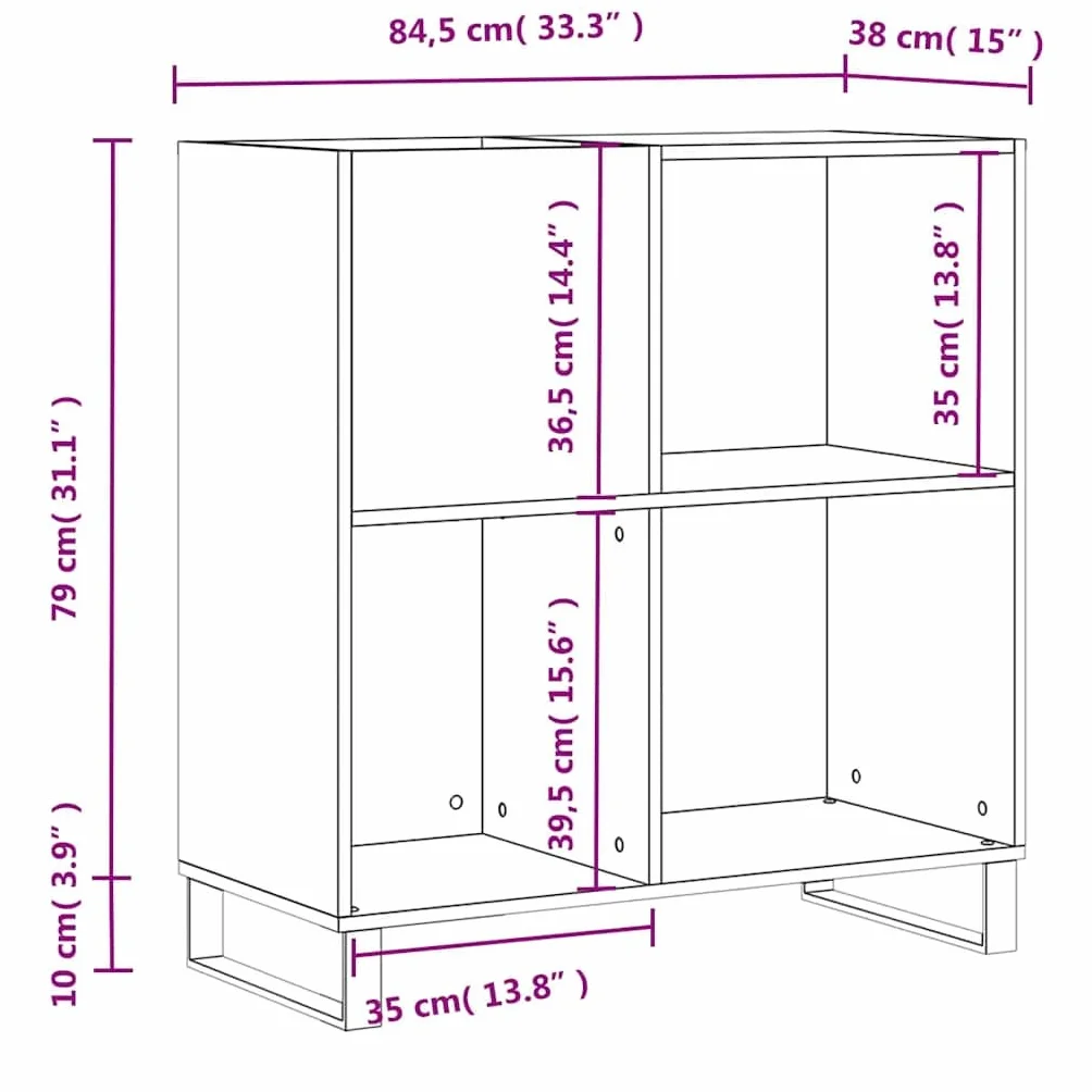 vidaXL Mueble para Discos Madera contrachapada Blanco 84,5x38x89 cm