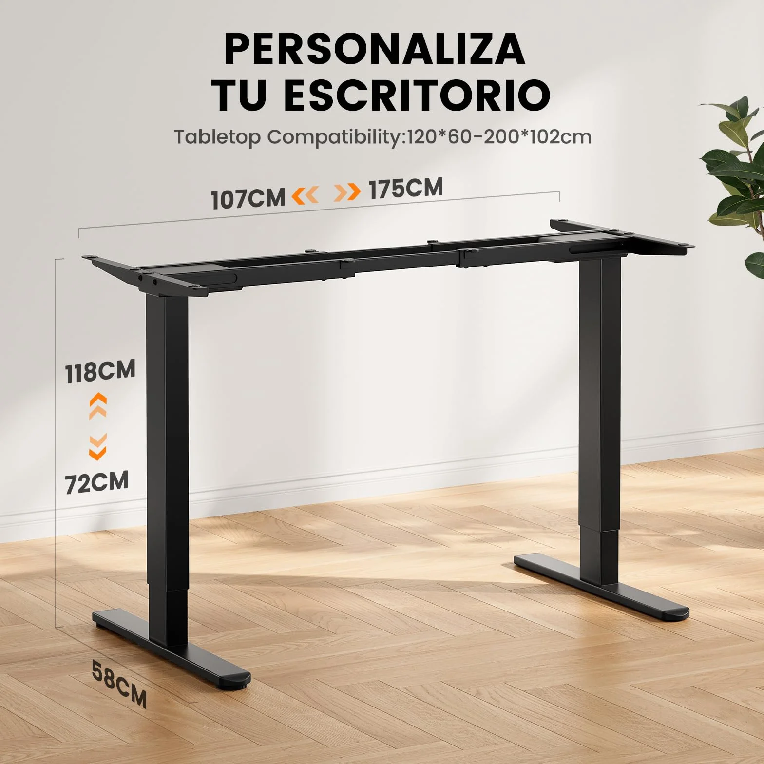 ErGear Escritorio Elevable, Marco con Patas Eléctricas de Ajuste de Altura Dual Motor, Mesa Escritorio Elevable con 4 Controles de Memoria para Oficina en Casa, Soporta hasta 120 kg (Negro)