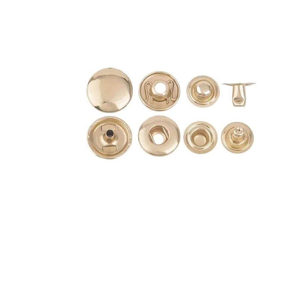 Juego de 100 cierres a presión de latón, Kit de botones a presión, tachuelas de presión de Metal DIY para cuero, ropa, chaquetas, bolsos (Color : Light-Gold-100set, Size : 10mm-(665))