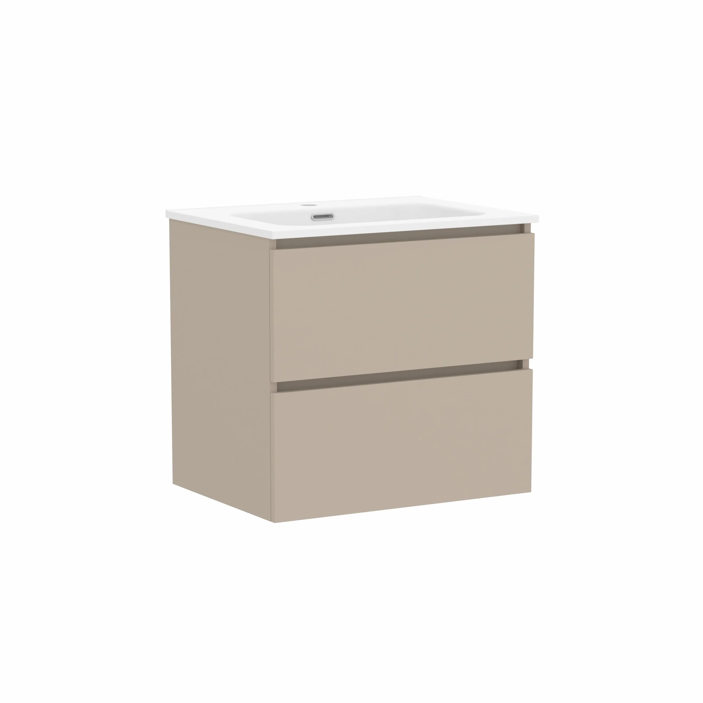 Baikal Mueble de Baño Klay. Mueble MONTADO. 2 Cajones Suspendido con Lavabo. Armario de Baño. Lavabo Ceramico. 70cm Visón.