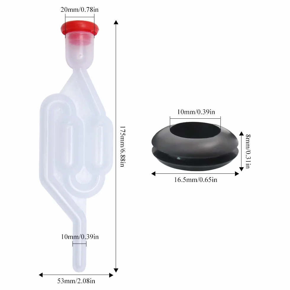 5 Piezas Tubo de Fermentación Válvula de Fermentación Vino Bloqueo de Aire de Fermentación Airlock para Alcohol para la Fermentación del Vino y Cerveza Casa