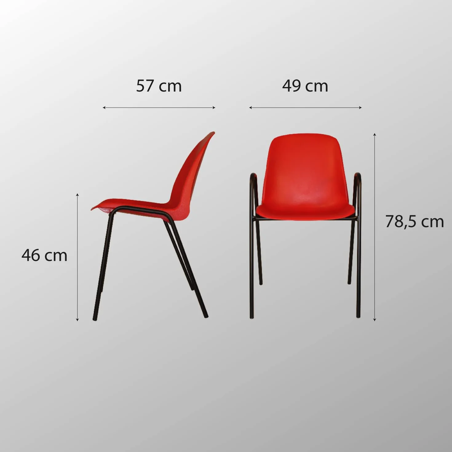 Silla de Oficina Sin Ruedas de Plástico con Estructura Metálica, Silla para Sala de Espera, Recepción, Reuniones, Conferencias, Blanco (2 Sillas)